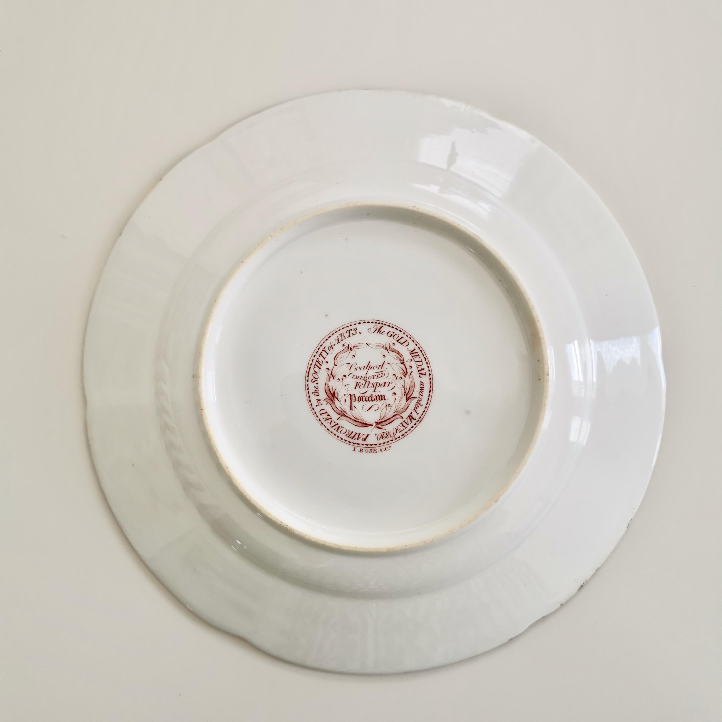 John Rose Coalport Porcelain Plate, Improved Feldspar, Regency Pattern ca 1825 In Good Condition In London, GB