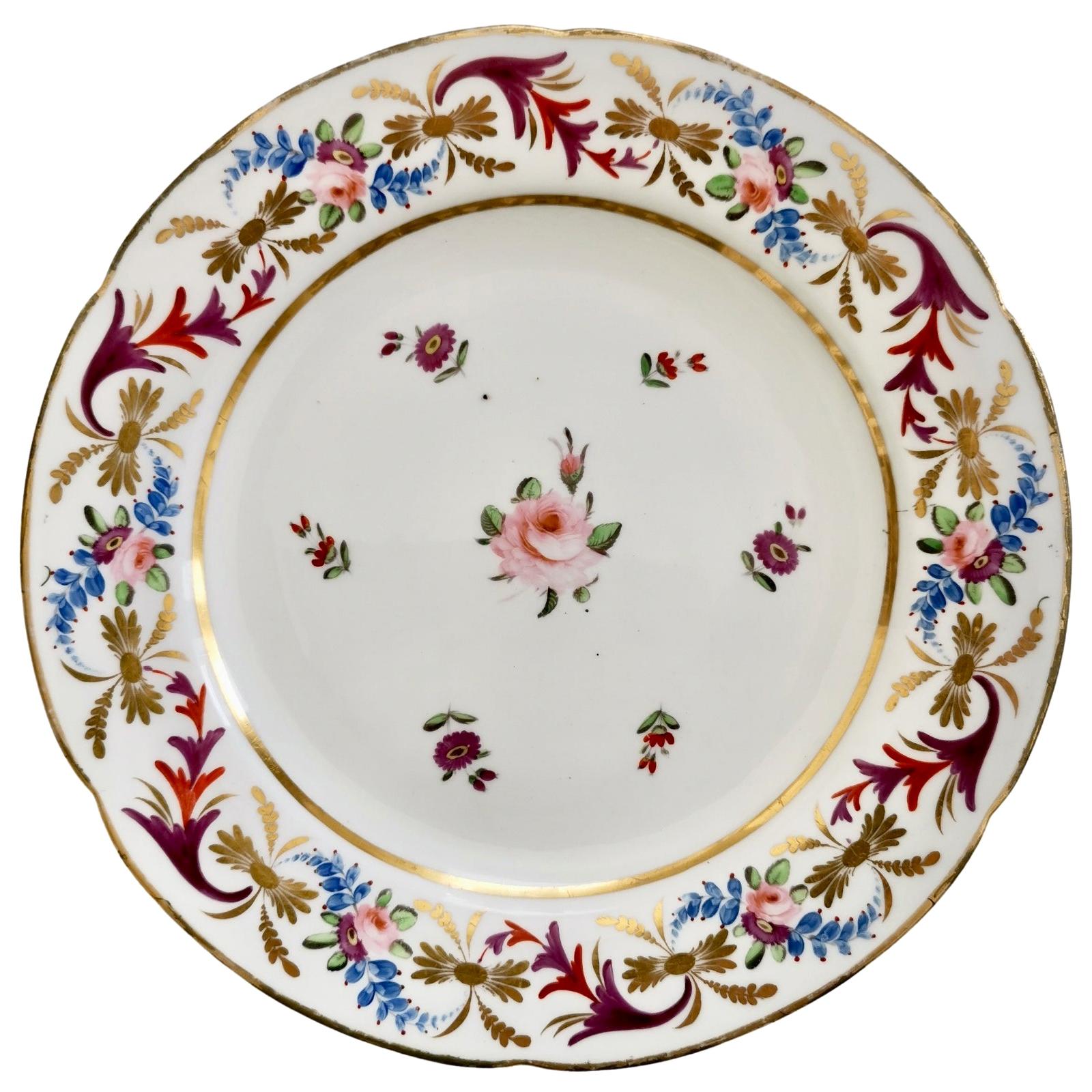 John Rose Coalport Porcelain Plate, Improved Feldspar, Regency Pattern ca 1825