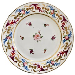 Antique John Rose Coalport Porcelain Plate, Improved Feldspar, Regency Pattern ca 1825