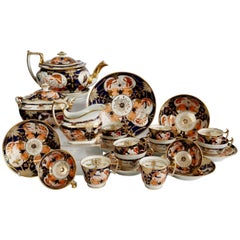 John Rose Coalport Porcelain Tea Service, Regency Imari Patt. 128, circa 1815