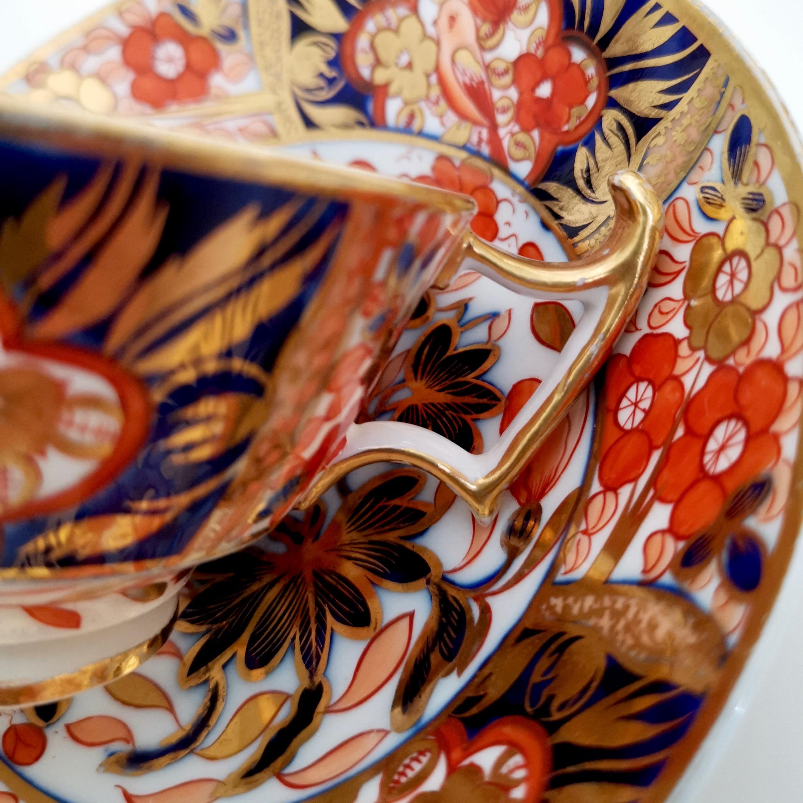 John Rose Coalport Porcelain Teacup, Red Japan Imari with Birds, Regency, 1815 2