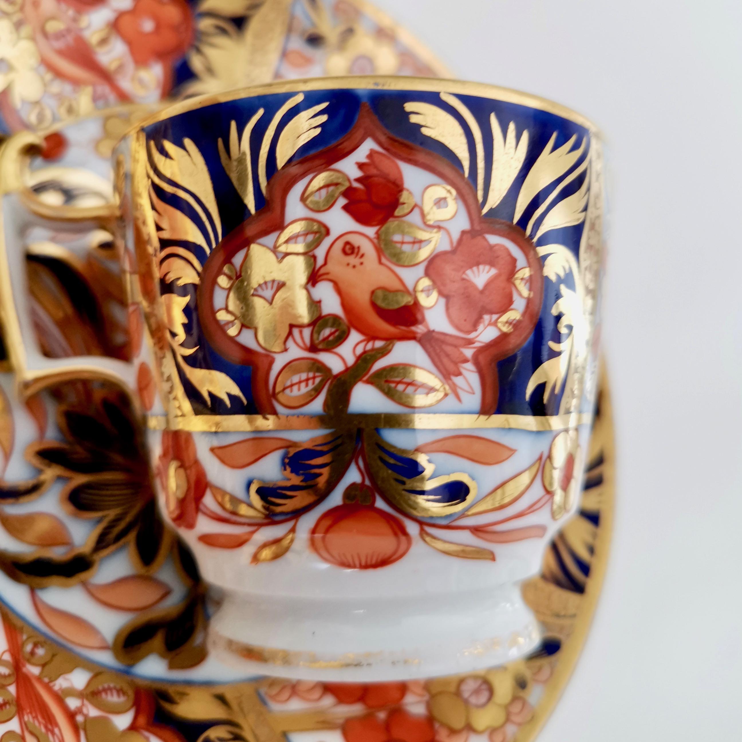 John Rose Coalport Porcelain Teacup, Red Japan Imari with Birds, Regency, 1815 4