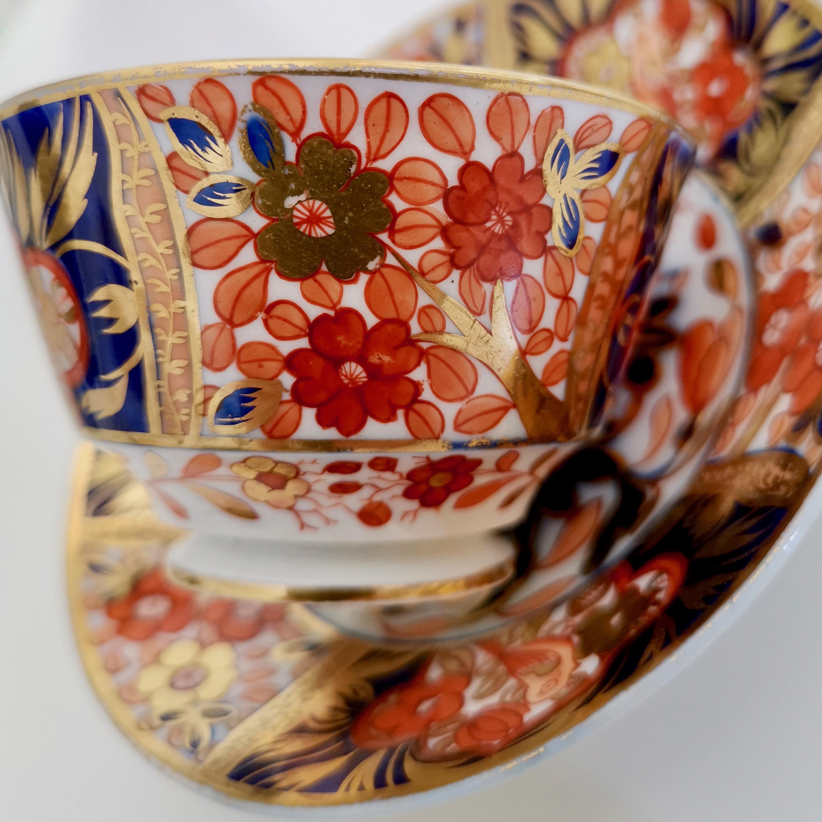 John Rose Coalport Porcelain Teacup, Red Japan Imari with Birds, Regency, 1815 5