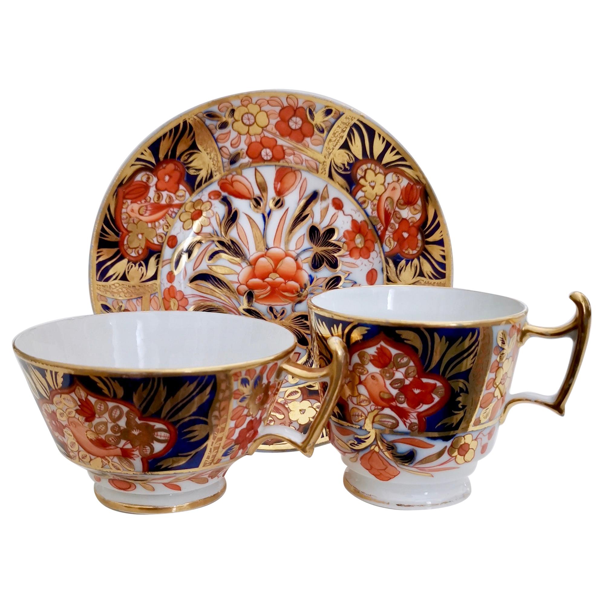 John Rose Coalport Porcelain Teacup, Red Japan Imari with Birds, Regency, 1815