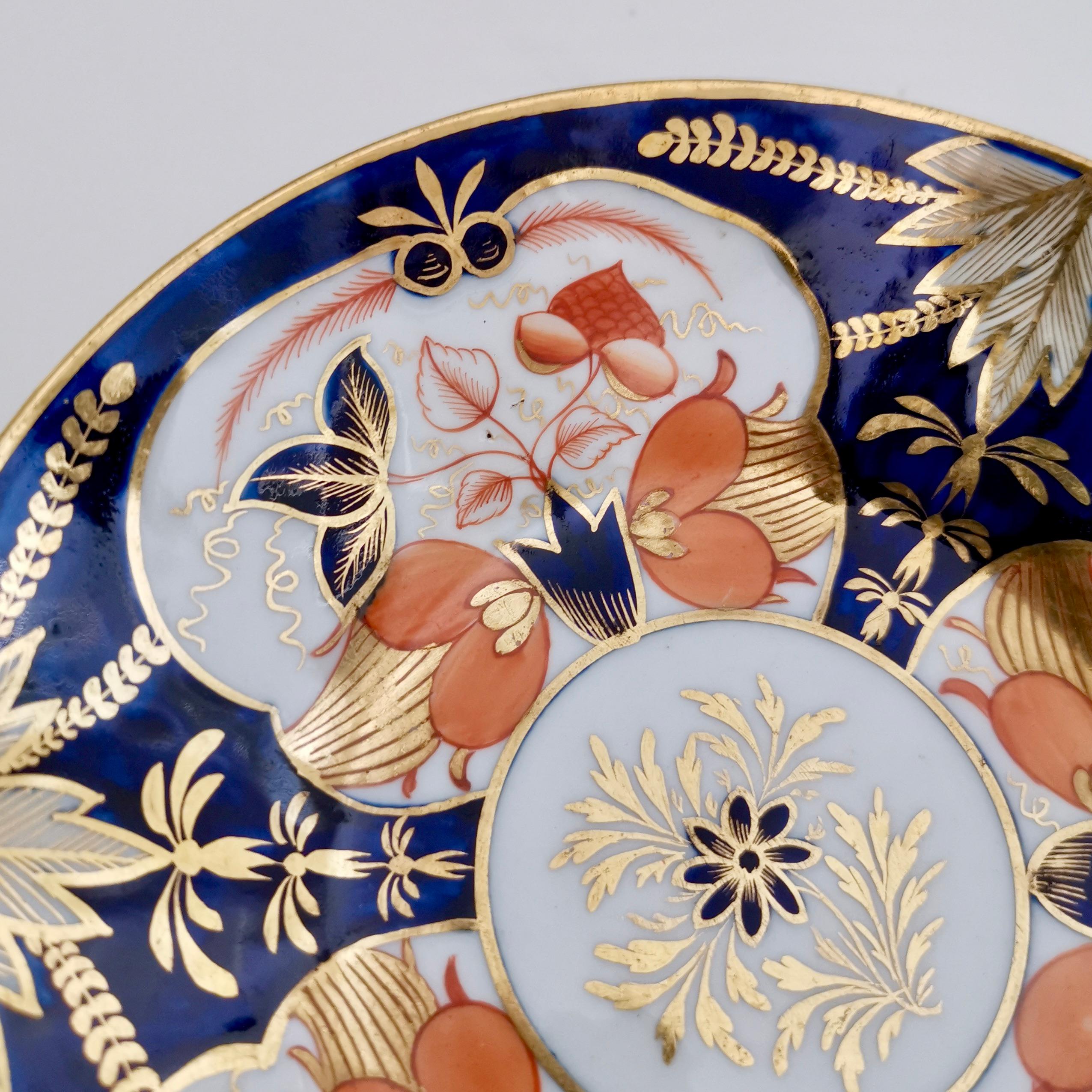 John Rose Coalport Porcelain Teacup, Japan Imari Orange, Regency ca 1815 4