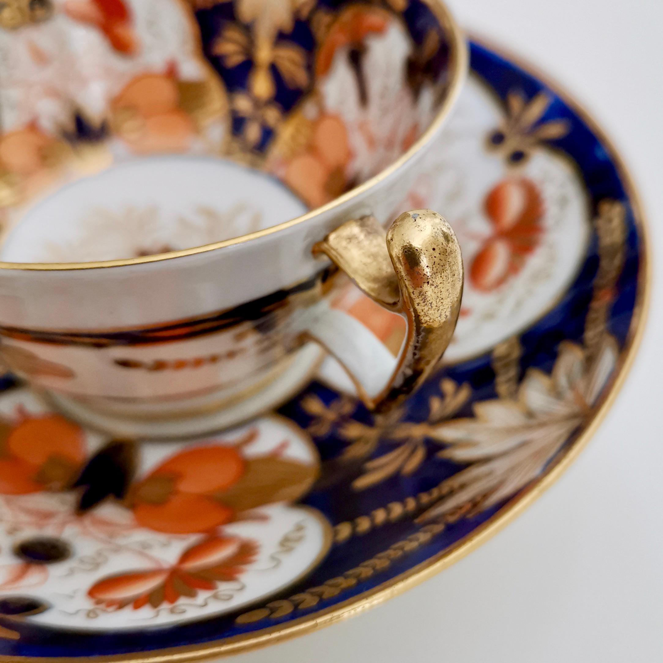 John Rose Coalport Porcelain Teacup, Japan Imari Orange, Regency ca 1815 8