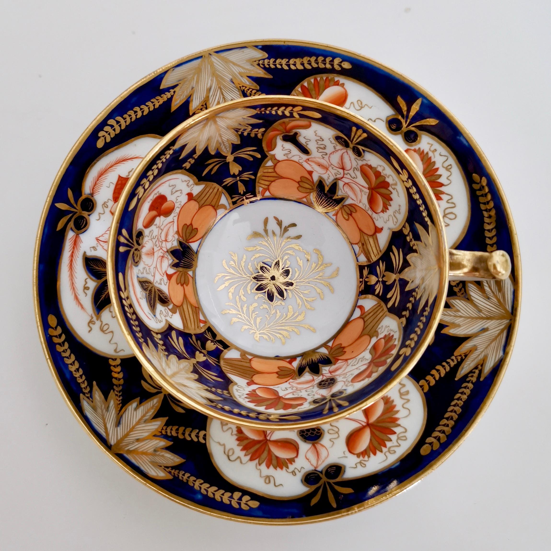English John Rose Coalport Porcelain Teacup, Japan Imari Orange, Regency ca 1815