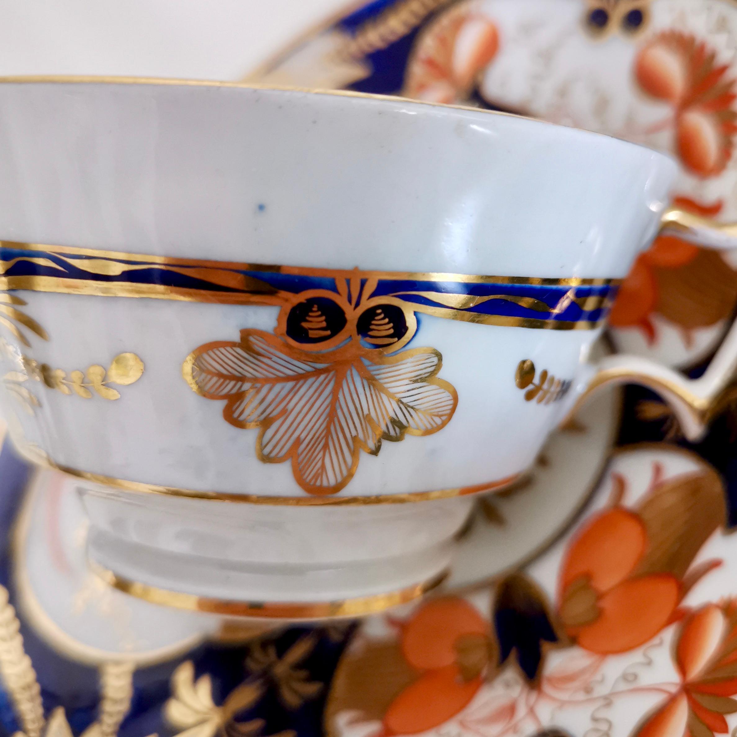 John Rose Coalport Porcelain Teacup, Japan Imari Orange, Regency ca 1815 2