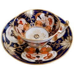 Antique John Rose Coalport Porcelain Teacup, Japan Imari Orange, Regency ca 1815