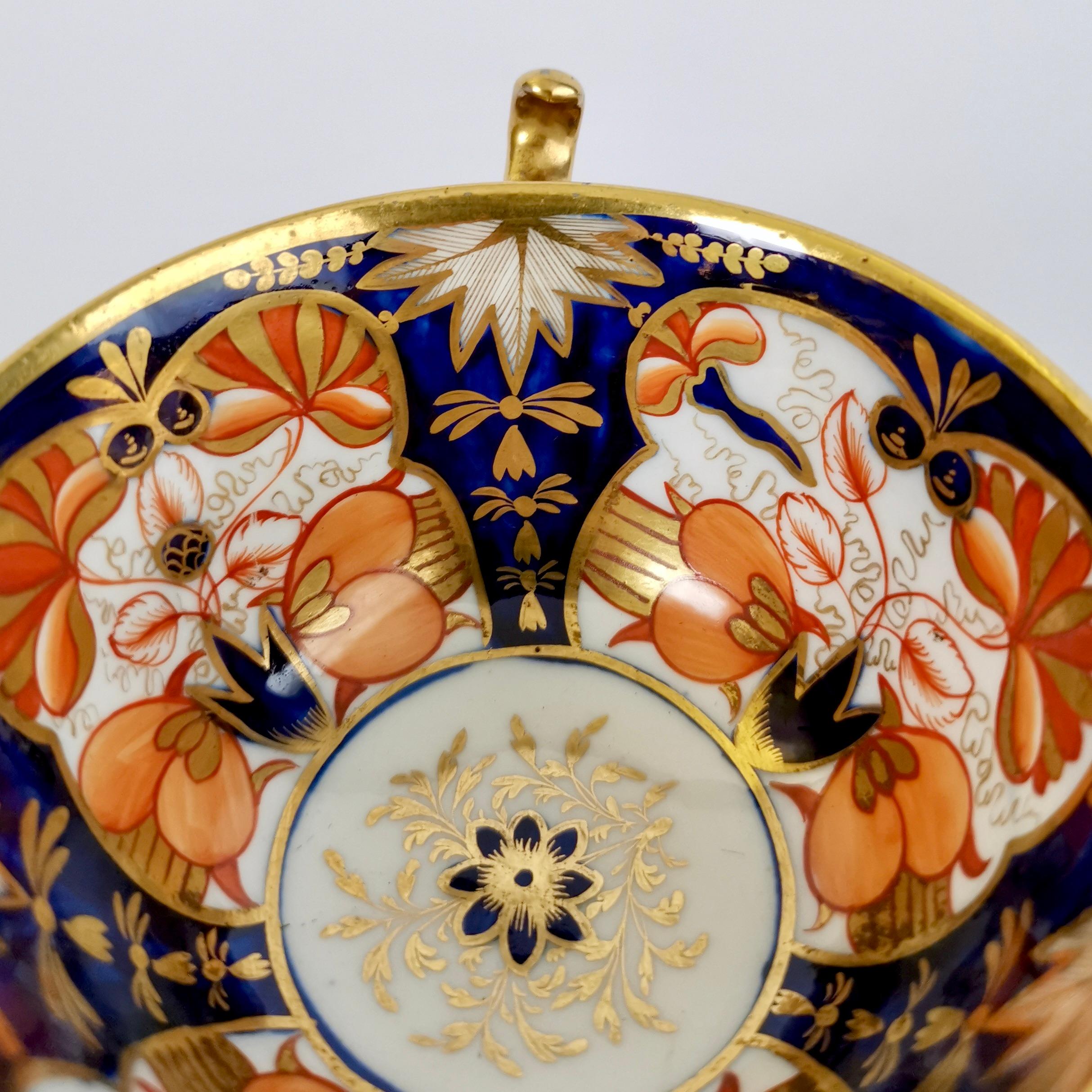 John Rose Coalport Porcelain Teacup Trio, Japan Imari Orange, Regency, ca 1815 4