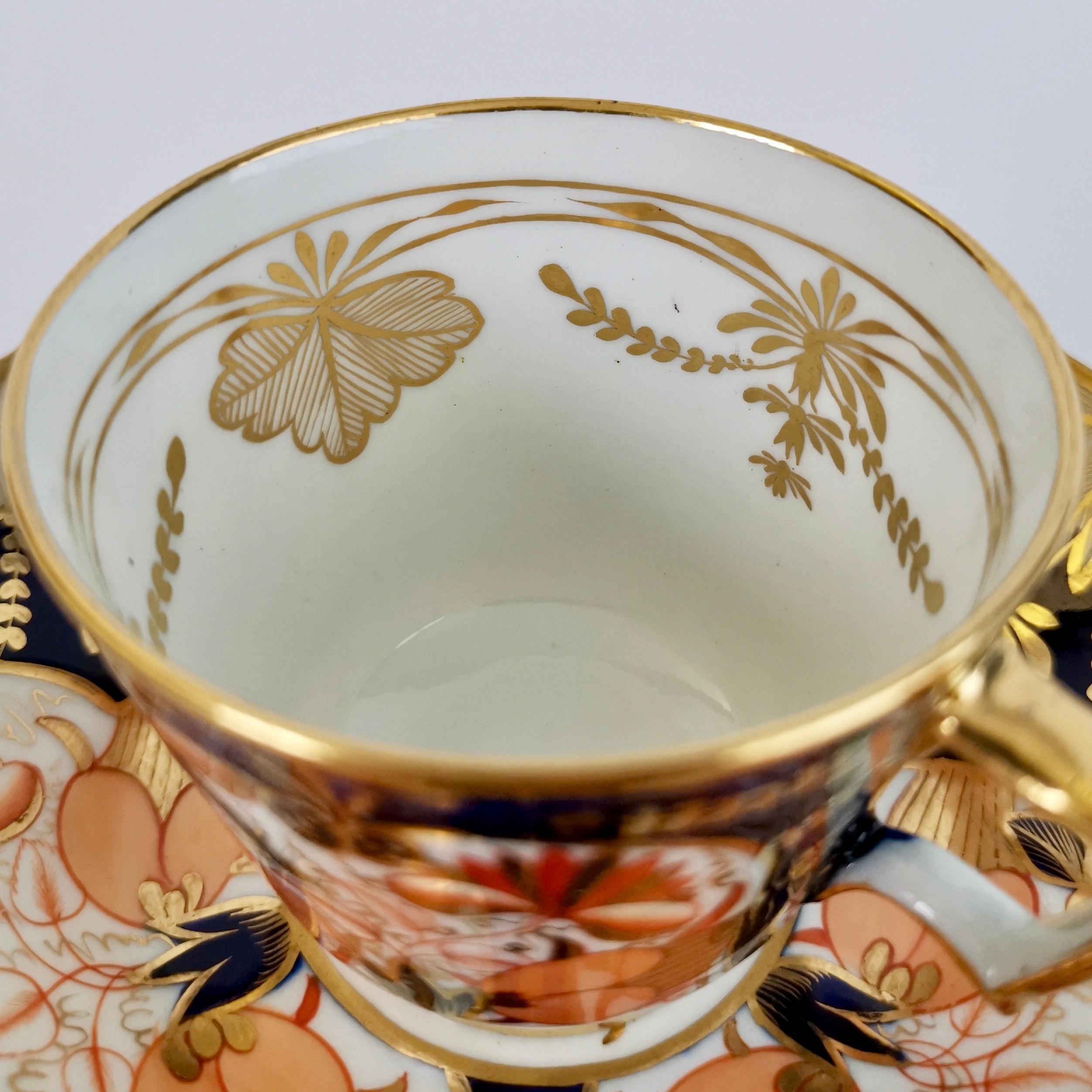John Rose Coalport Porcelain Teacup Trio, Japan Imari Orange, Regency, ca 1815 6