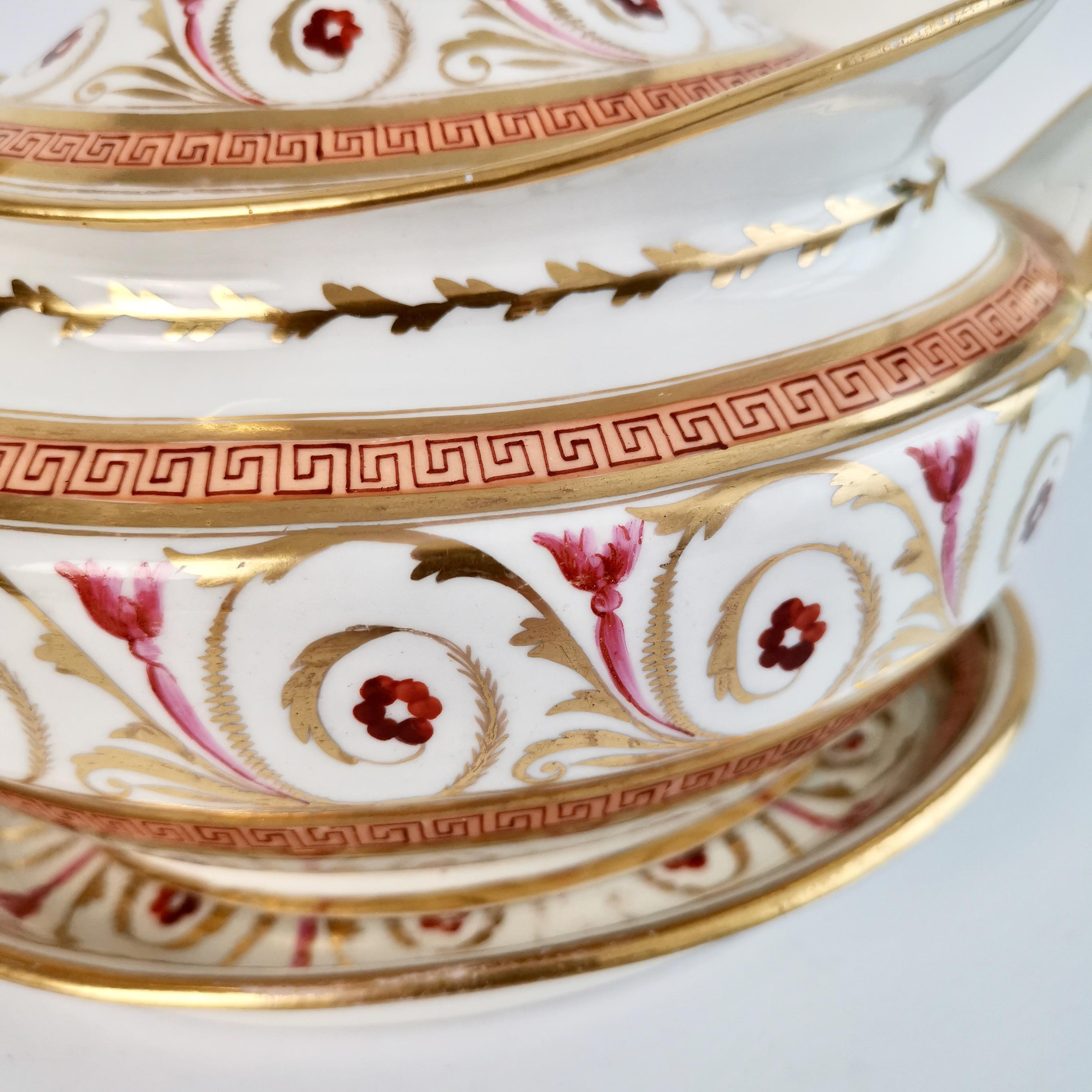 John Rose Coalport Porcelain Teapot, Peach, Gilt and Pink, Regency, circa 1810 4