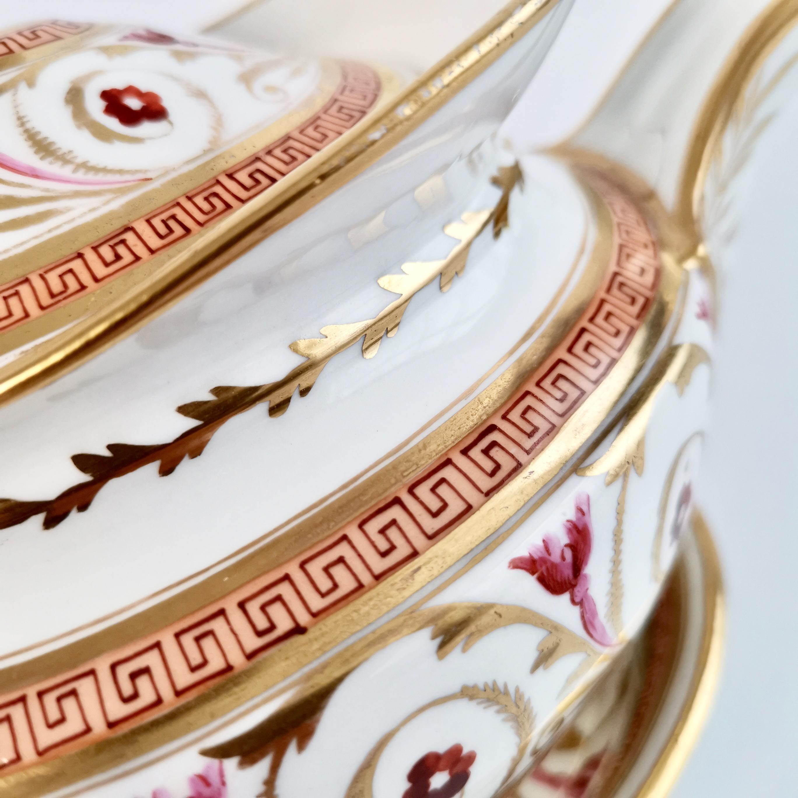 John Rose Coalport Porcelain Teapot, Peach, Gilt and Pink, Regency, circa 1810 5