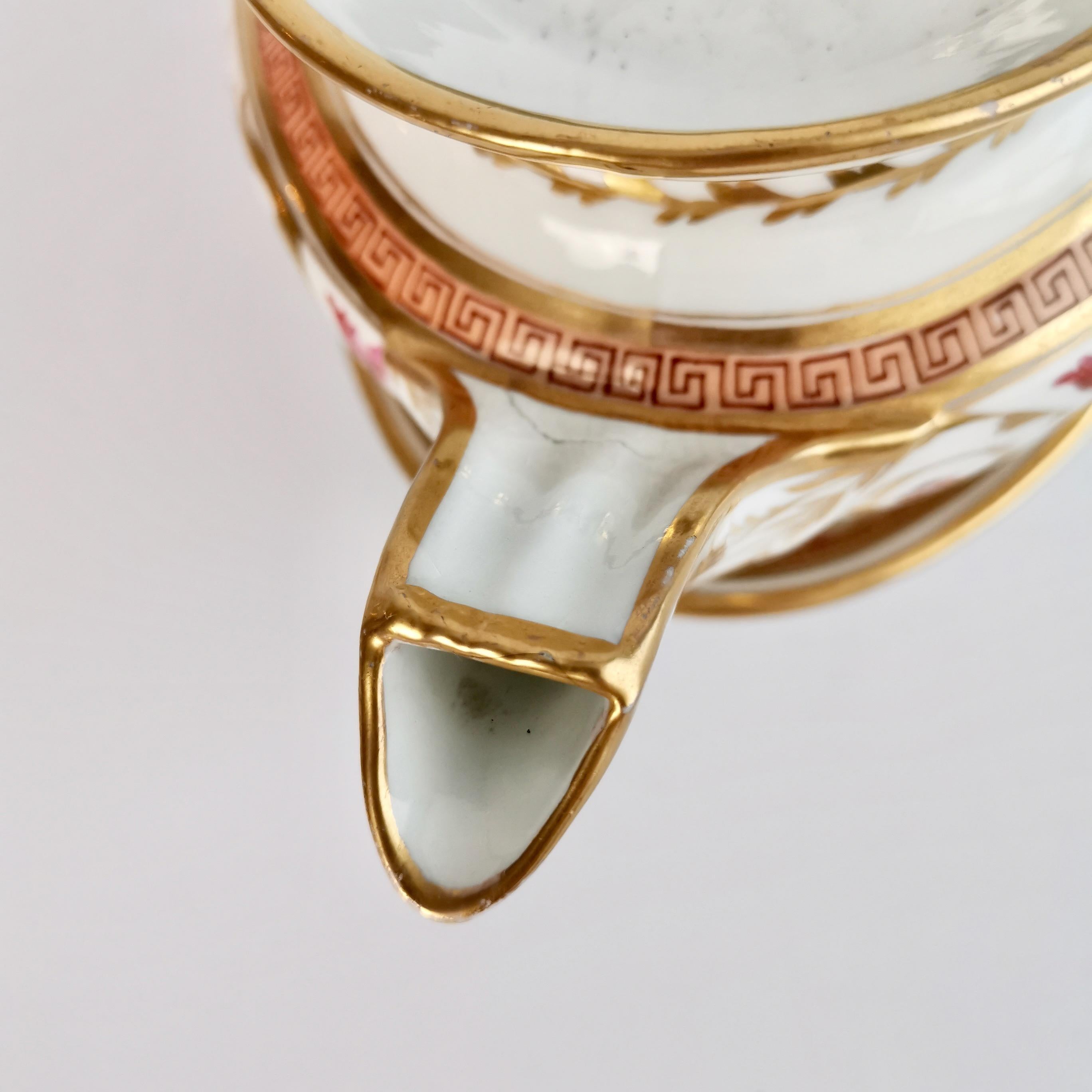 John Rose Coalport Porcelain Teapot, Peach, Gilt and Pink, Regency, circa 1810 7