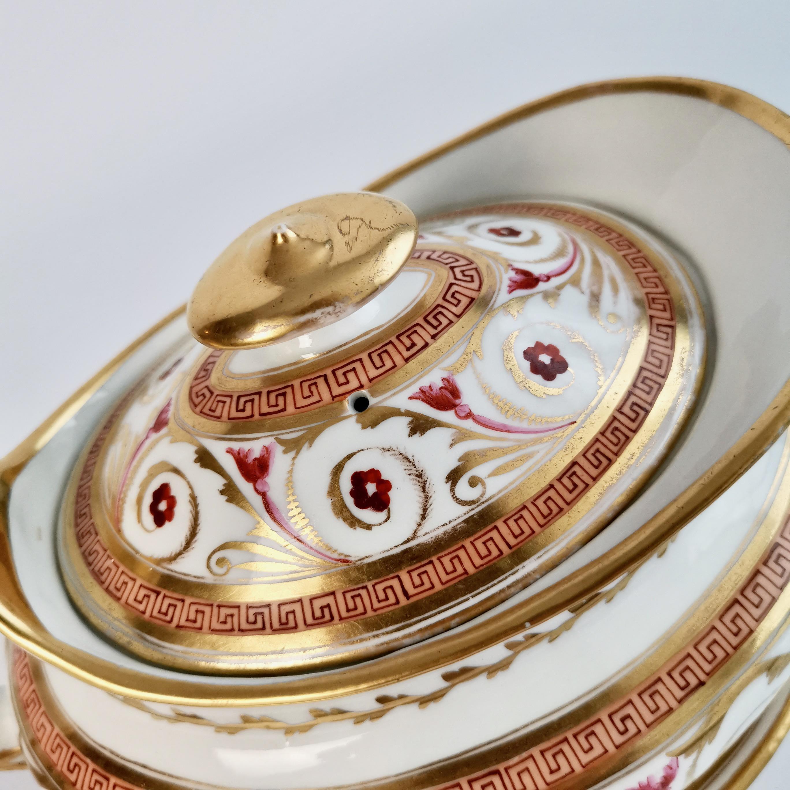 Early 19th Century John Rose Coalport Porcelain Teapot, Peach, Gilt and Pink, Regency, circa 1810