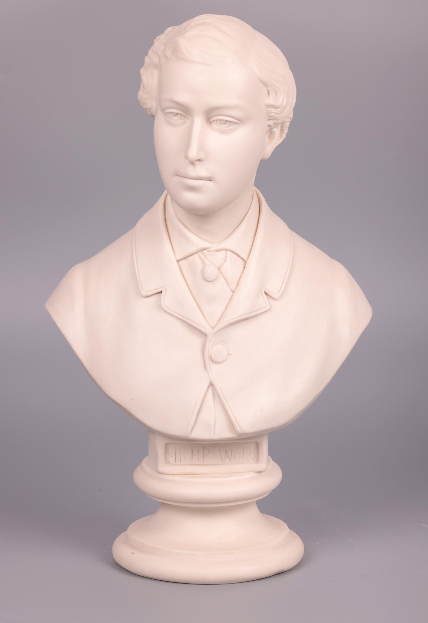 Hand-Crafted John Rose Coalport Prince of Wales Parian Bust, 1863 For Sale