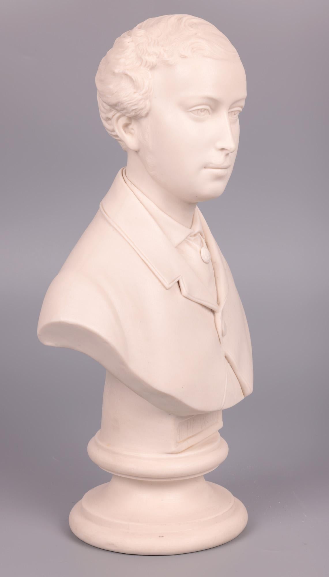 Mid-19th Century John Rose Coalport Prince of Wales Parian Bust, 1863 For Sale