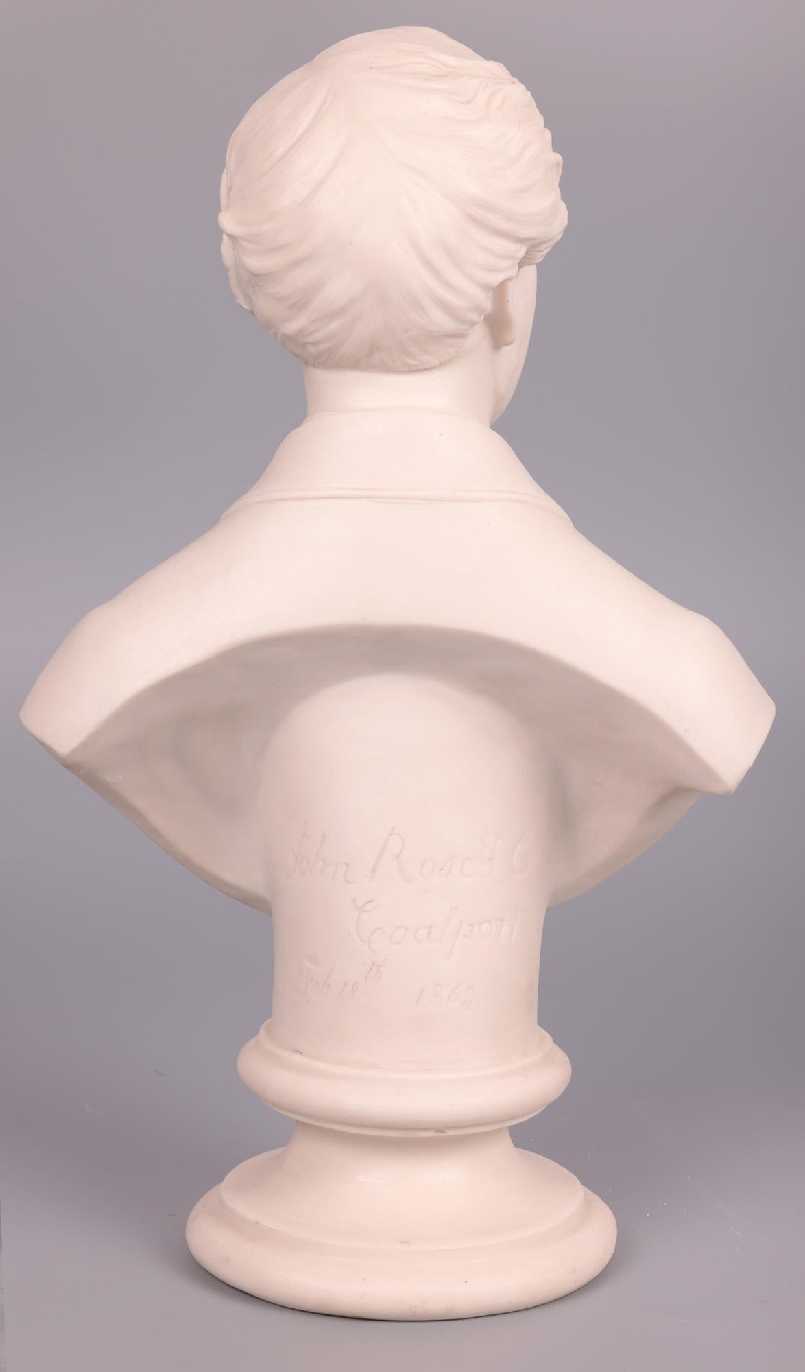 Porcelain John Rose Coalport Prince of Wales Parian Bust, 1863 For Sale