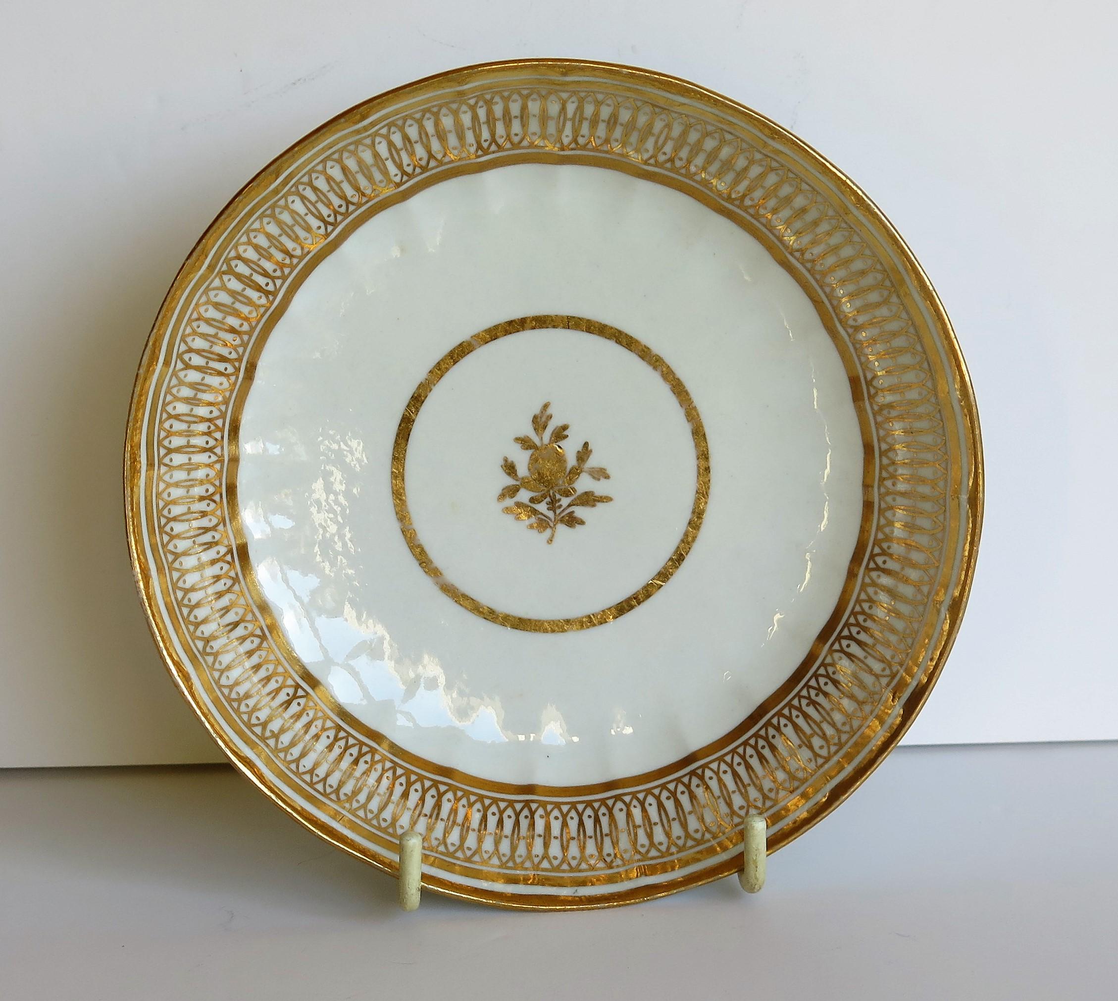 John Rose Coalport TRIO Porcelain Gilded Royal Garter Pattern, Circa 1800 For Sale 6