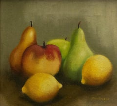 John Ross - Huile contemporaine encadrée, Nature morte aux fruits