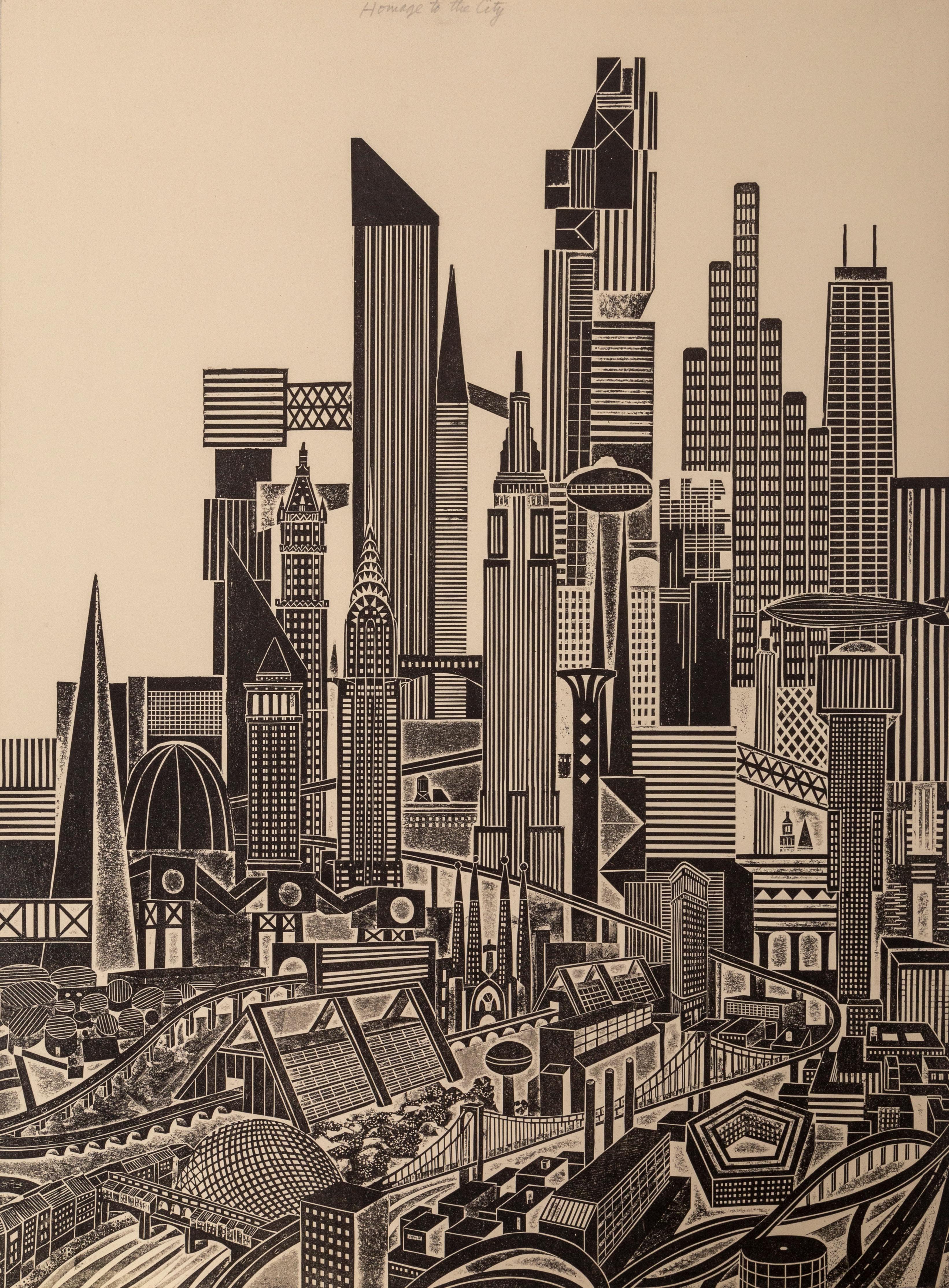 Homage to the City - Day, Triptych - Print by John Ross