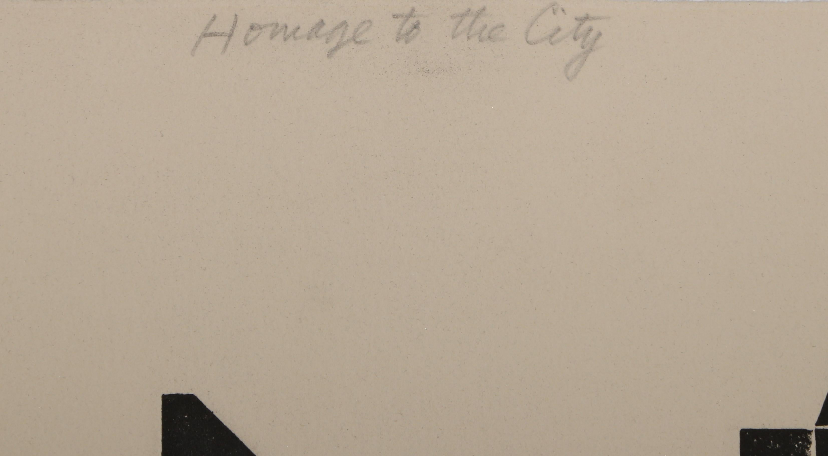 Homenaje a la Ciudad - Día,  Tríptico realista al aguafuerte de John Ross en venta 6