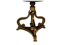 John Rosselli Black Painted Tripod Table with Greek Key Design
