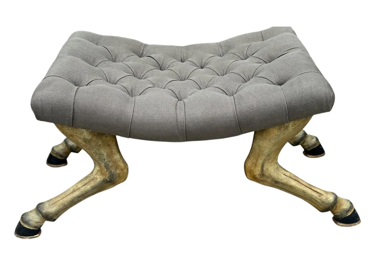 Regency John Rosselli Eccentric Horse Hoof Long Leg Bench Stool Ottoman