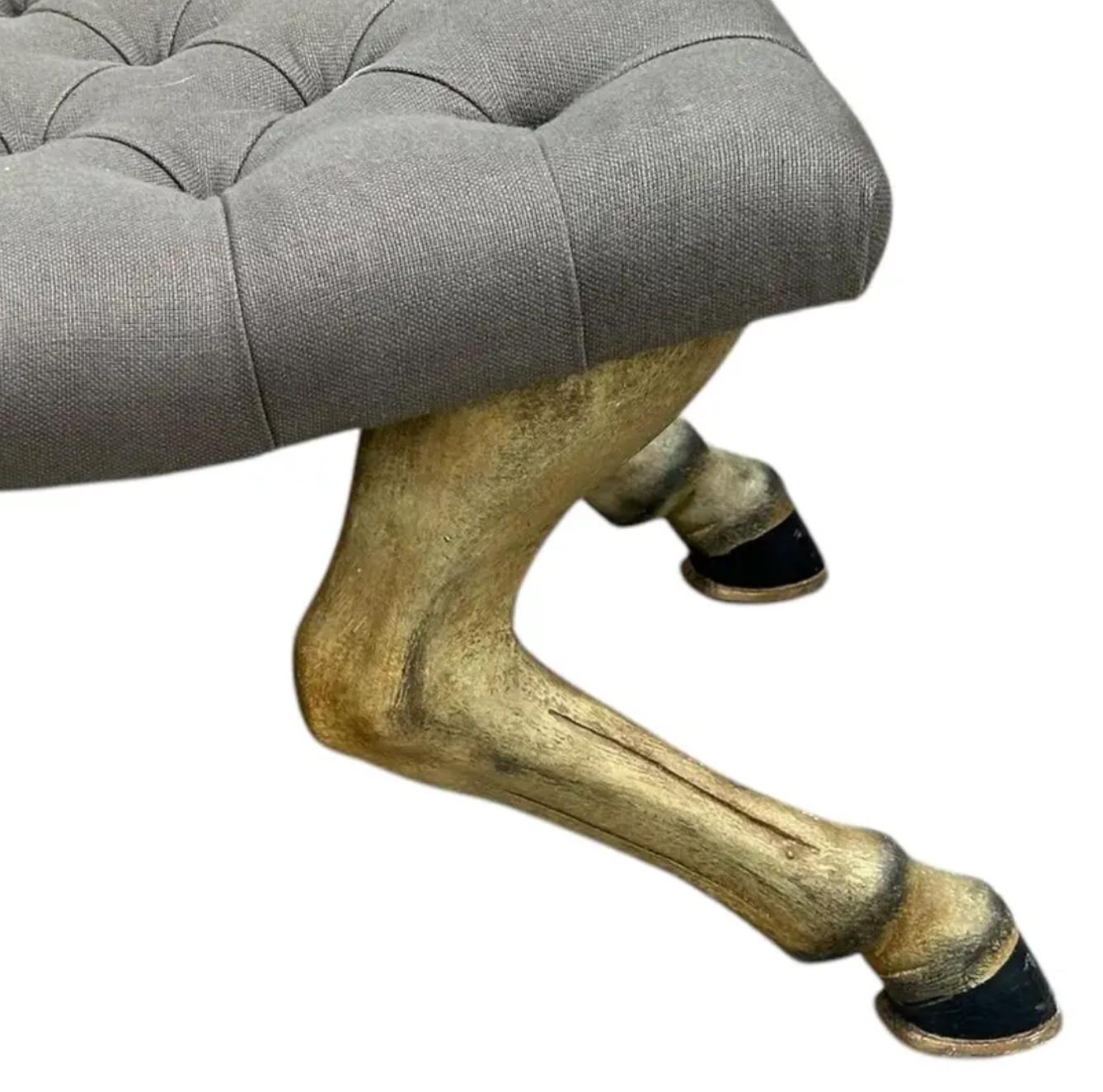 American John Rosselli Eccentric Horse Hoof Long Leg Bench Stool Ottoman