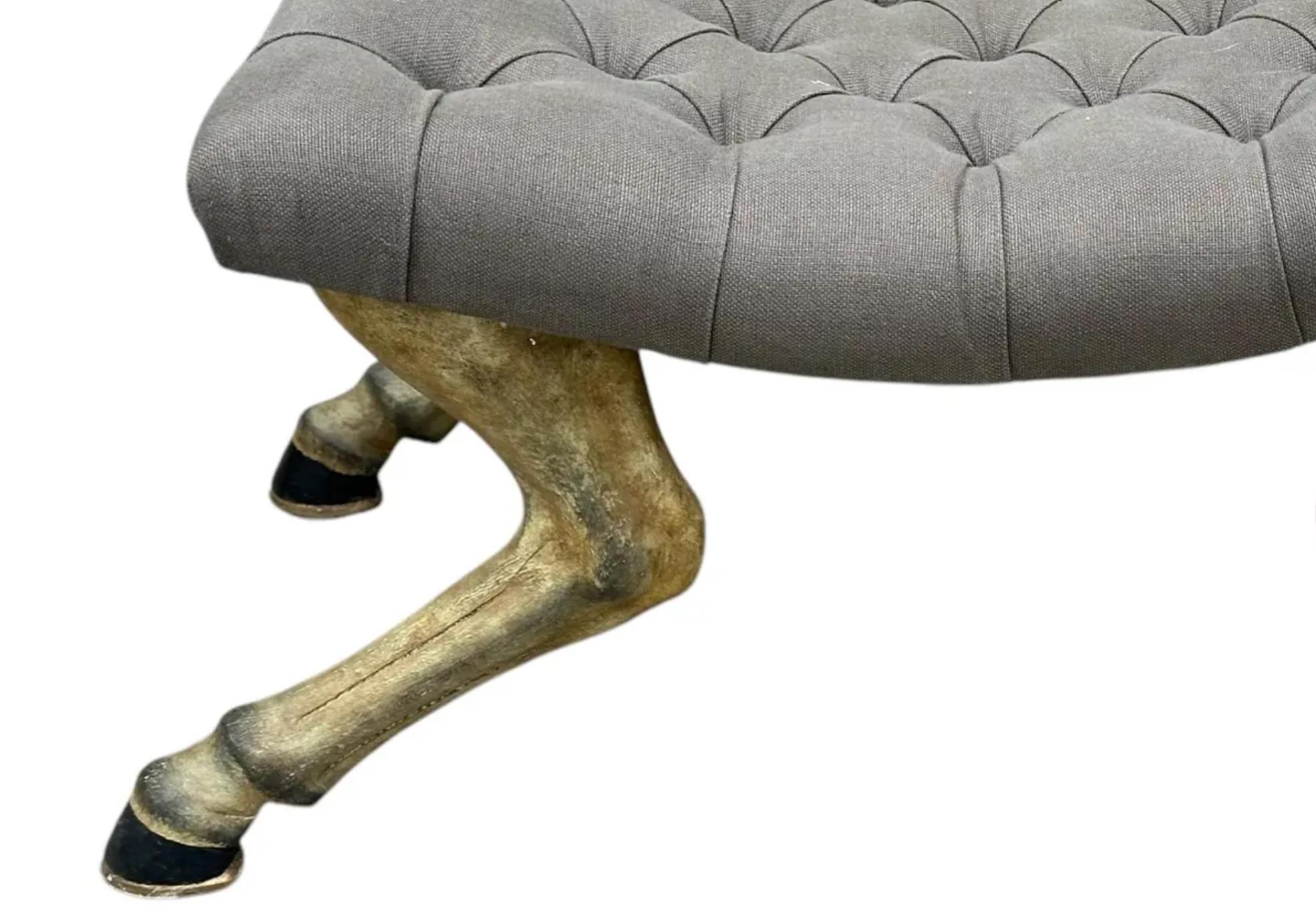 John Rosselli Eccentric Horse Hoof Long Leg Bench Stool Ottoman In Good Condition In LOS ANGELES, CA