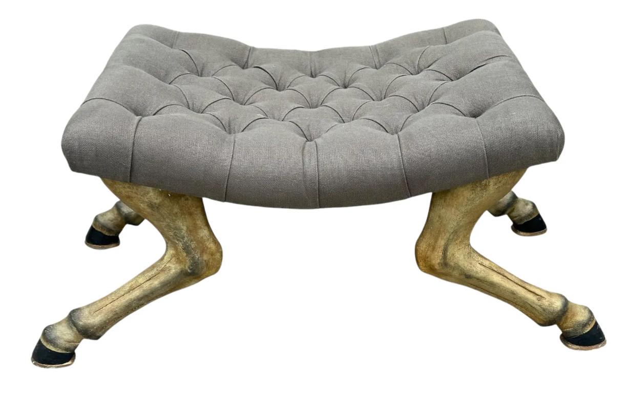 Late 20th Century John Rosselli Eccentric Horse Hoof Long Leg Bench Stool Ottoman