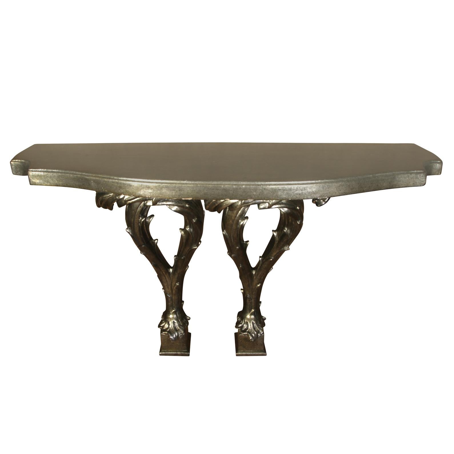 John Rosselli Silver Leaf Serge Roche Style Wall Console In Good Condition For Sale In Locust Valley, NY