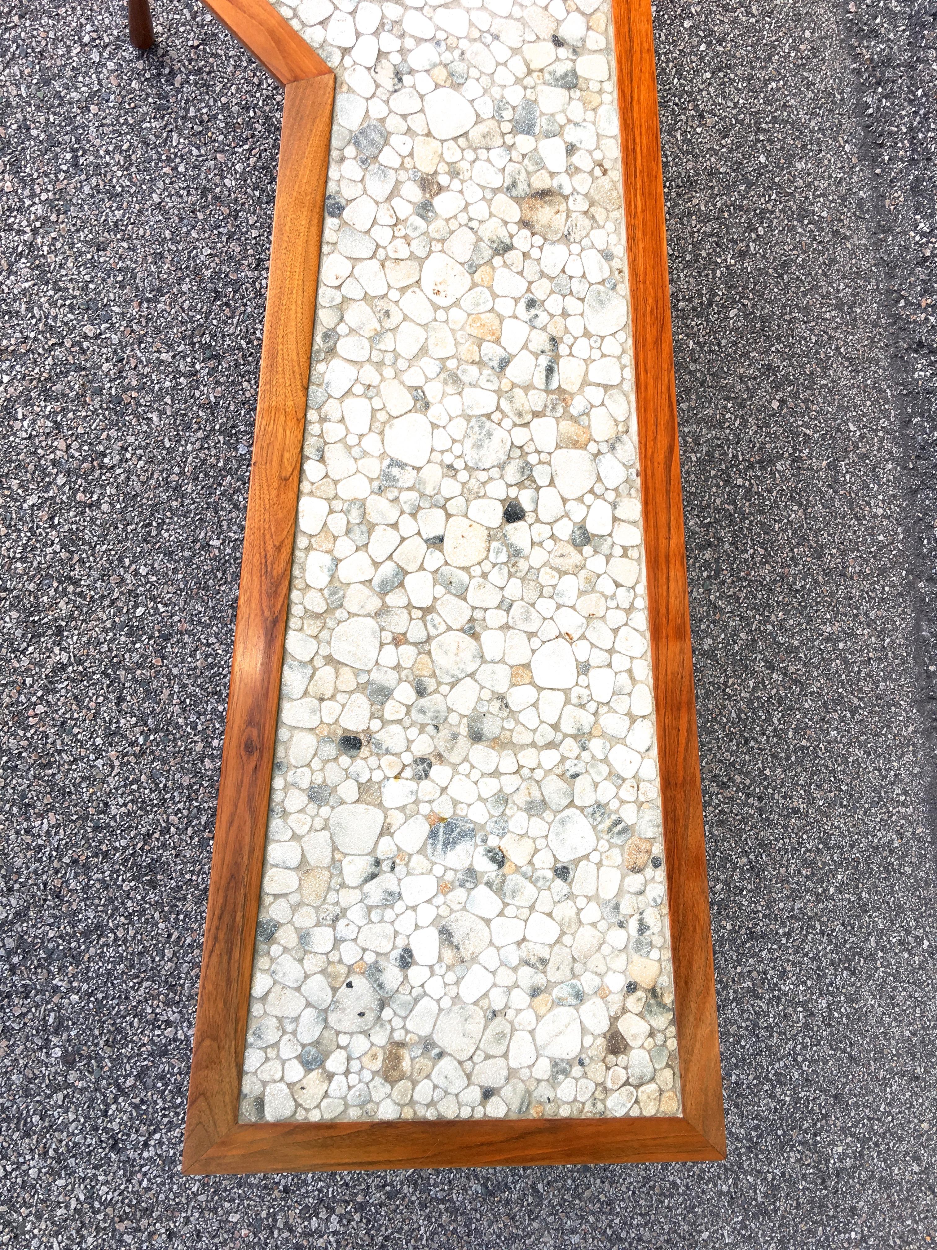 Mid-20th Century John Rothschild 1965 Signed Walnut Geometric Cocktail Table with Stoneware Tiles