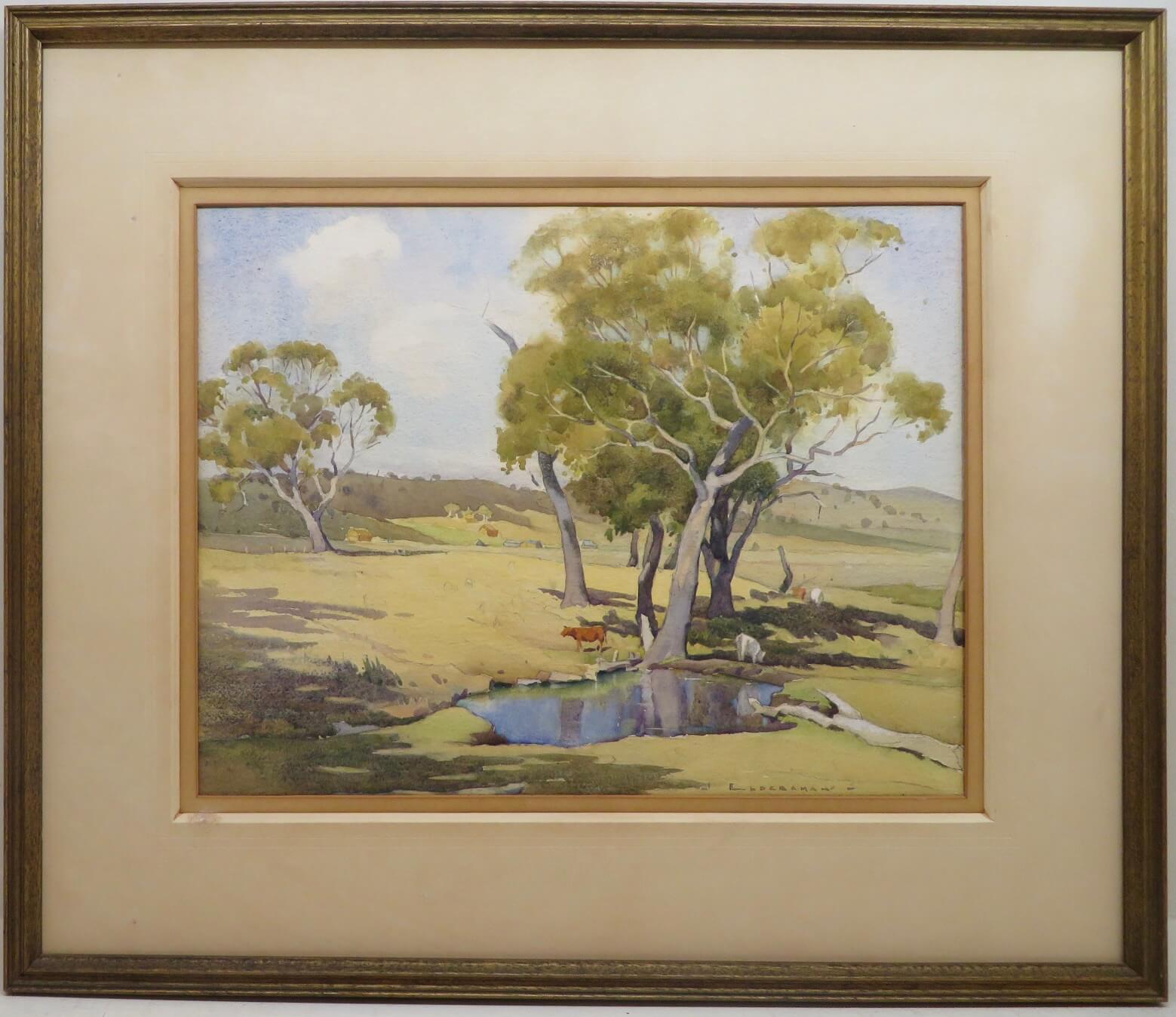 John Roy Eldershaw (1892-1973) Acquerello australiano NEW SOUTH WALES TAZMANIA