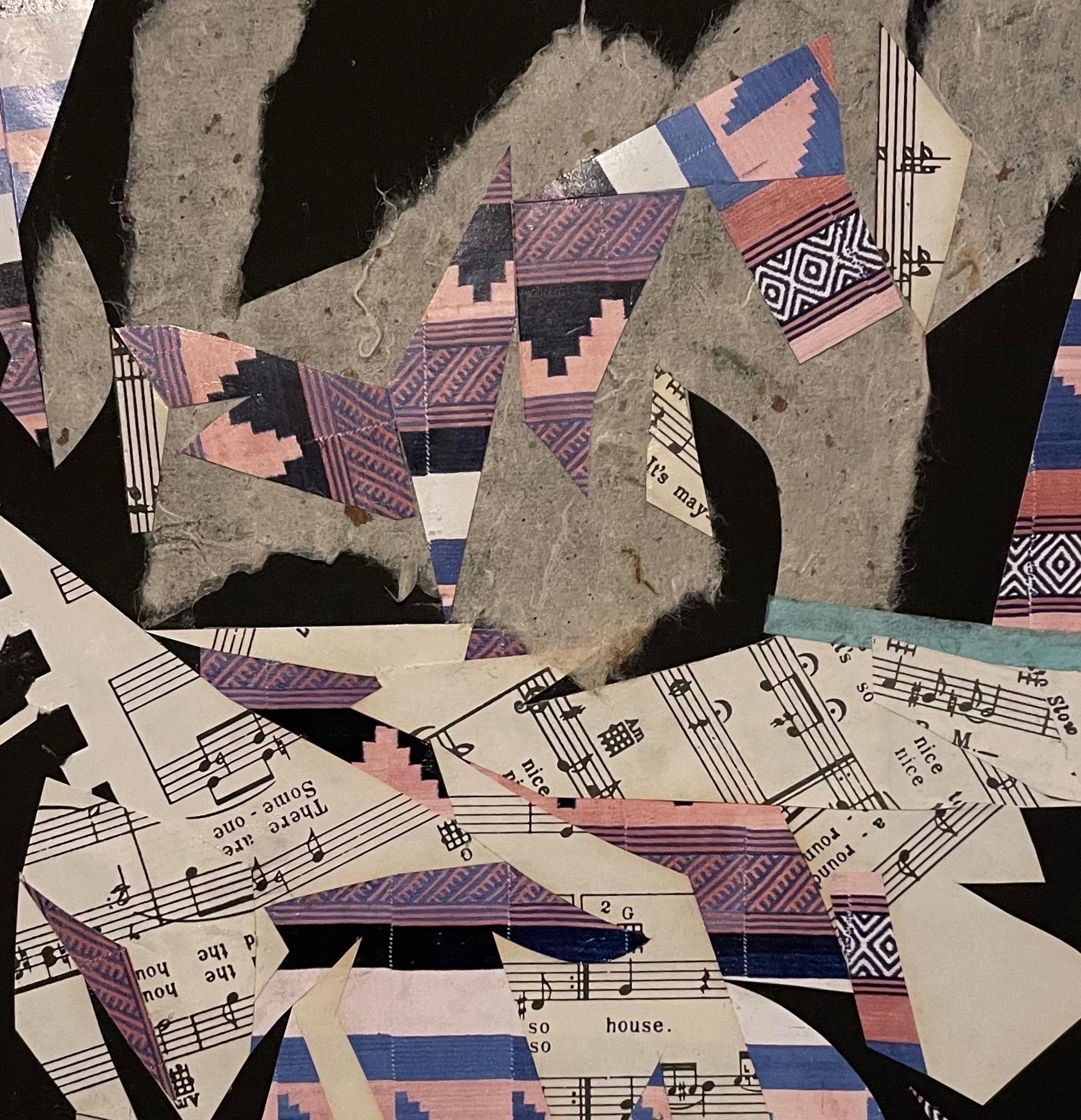 Grant Series Torn Paper Collage Painting African American Artist John Rozelle en vente 1