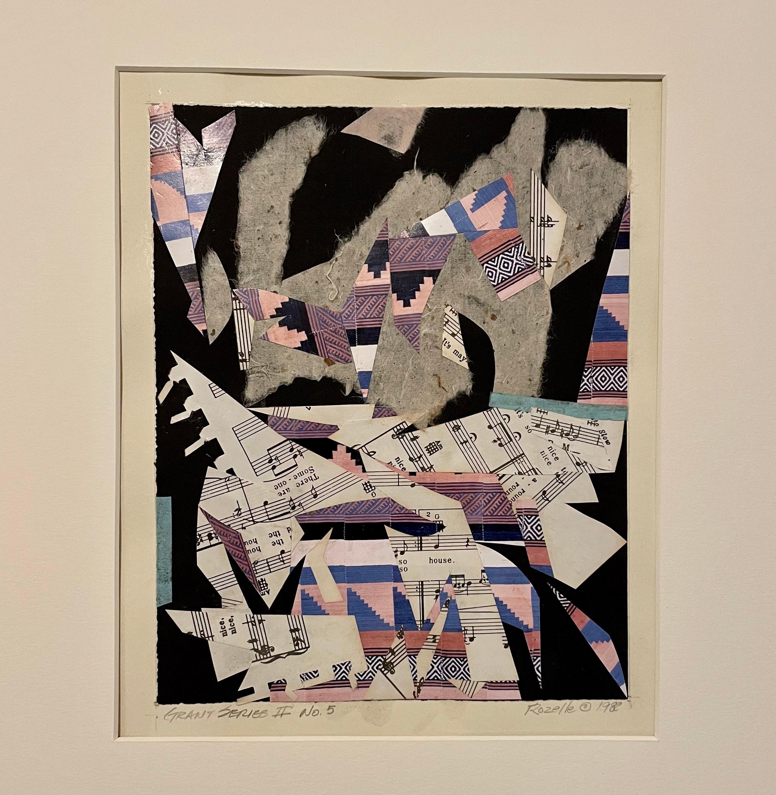 Grant Series Torn Paper Collage Painting African American Artist John Rozelle en vente 2