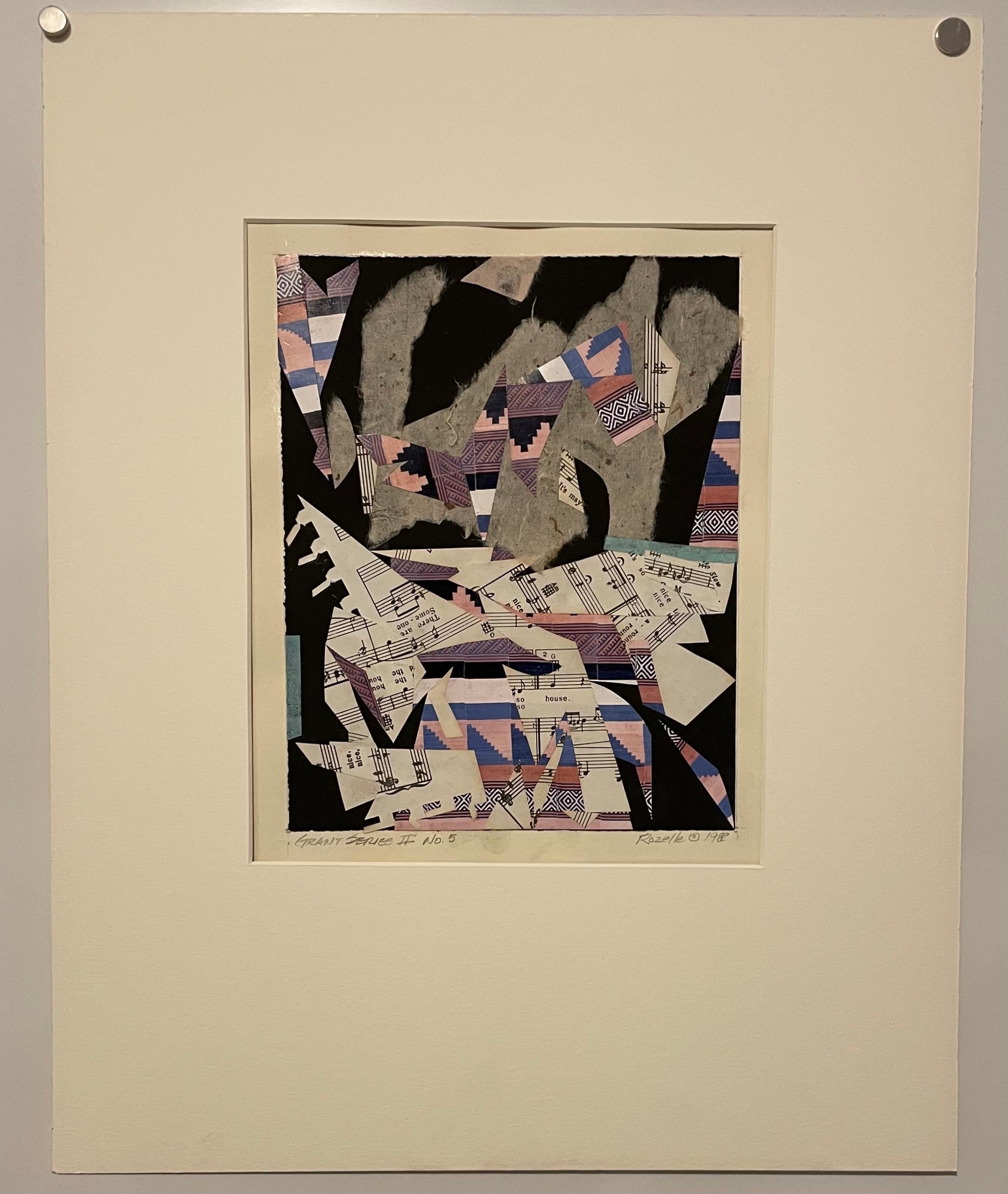 Grant Series Torn Paper Collage Painting African American Artist John Rozelle en vente 3