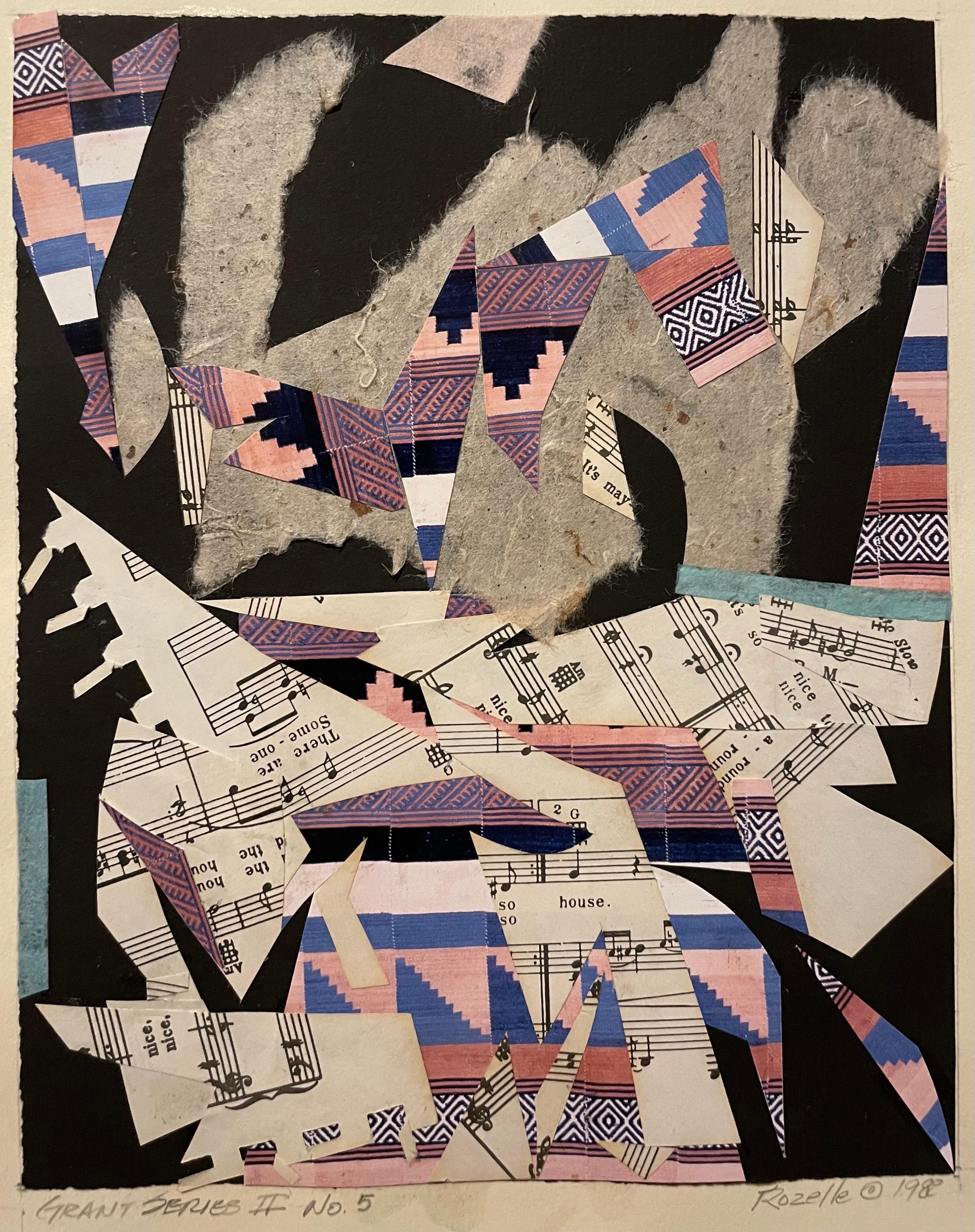 John Rozelle (Américain, 1944-) 
Grant Series II #5, Collage, 1988
Signé à la main, daté et titré au crayon

Provenance : Isobel Neal Gallery, Chicago, 

Mesures
Maté à environ 20 par 16 
Vue : 11 x 9 pouces

Couches de  du papier déchiré et peint