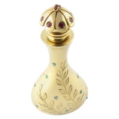 Flacon de parfum en or jaune 14 carats:: turquoise et rubis:: John Rubel & Co
