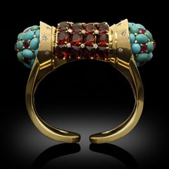 John Rubel Retro Gemset 'Rouleau' Cuff Bracelet Circa 1945