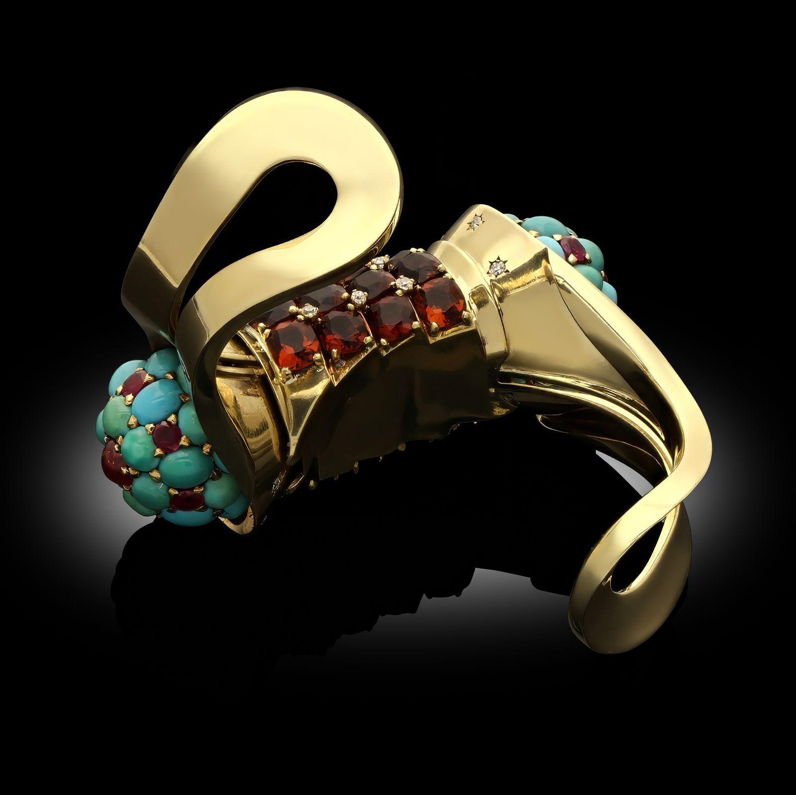 Pulsera puño John Rubel Retro Gemset 'Rouleau' Circa 1945 en Bueno estado para la venta en London, GB