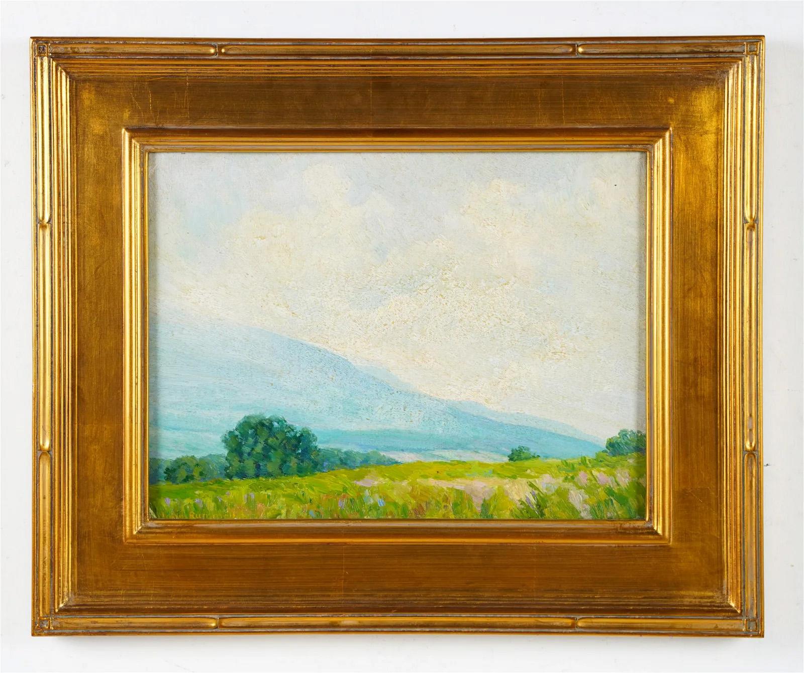 Antikes amerikanisches impressionistisches Ölgemälde, Berglandschaftsrahmen, Ölgemälde, Neuengland (Impressionismus), Painting, von John Rummell