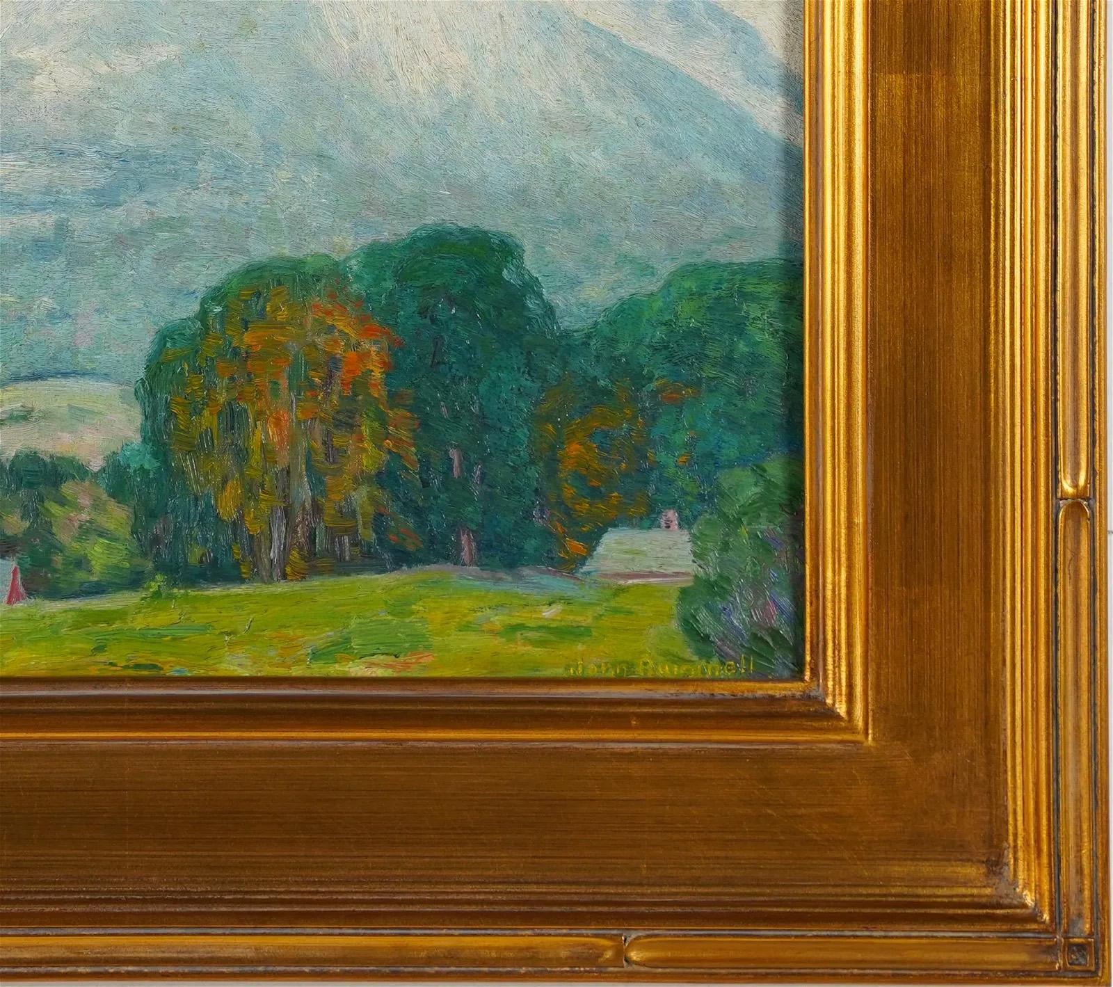 Antique American Impressionist New England Mountain Landscape Frame Oil Painting For Sale 2
