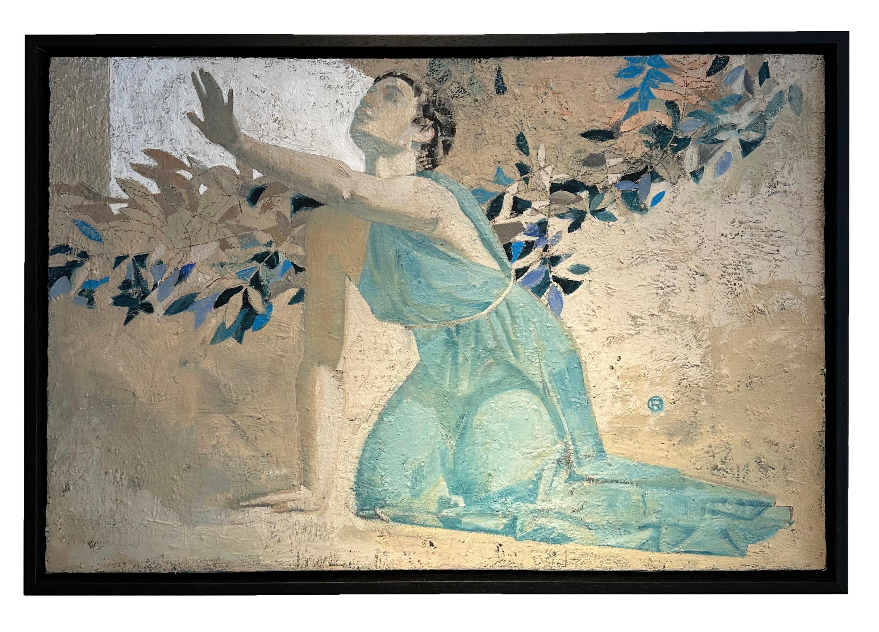 Gaia, la dea primordiale della Terra, olio originale su tela, incorniciato - Painting di John rush