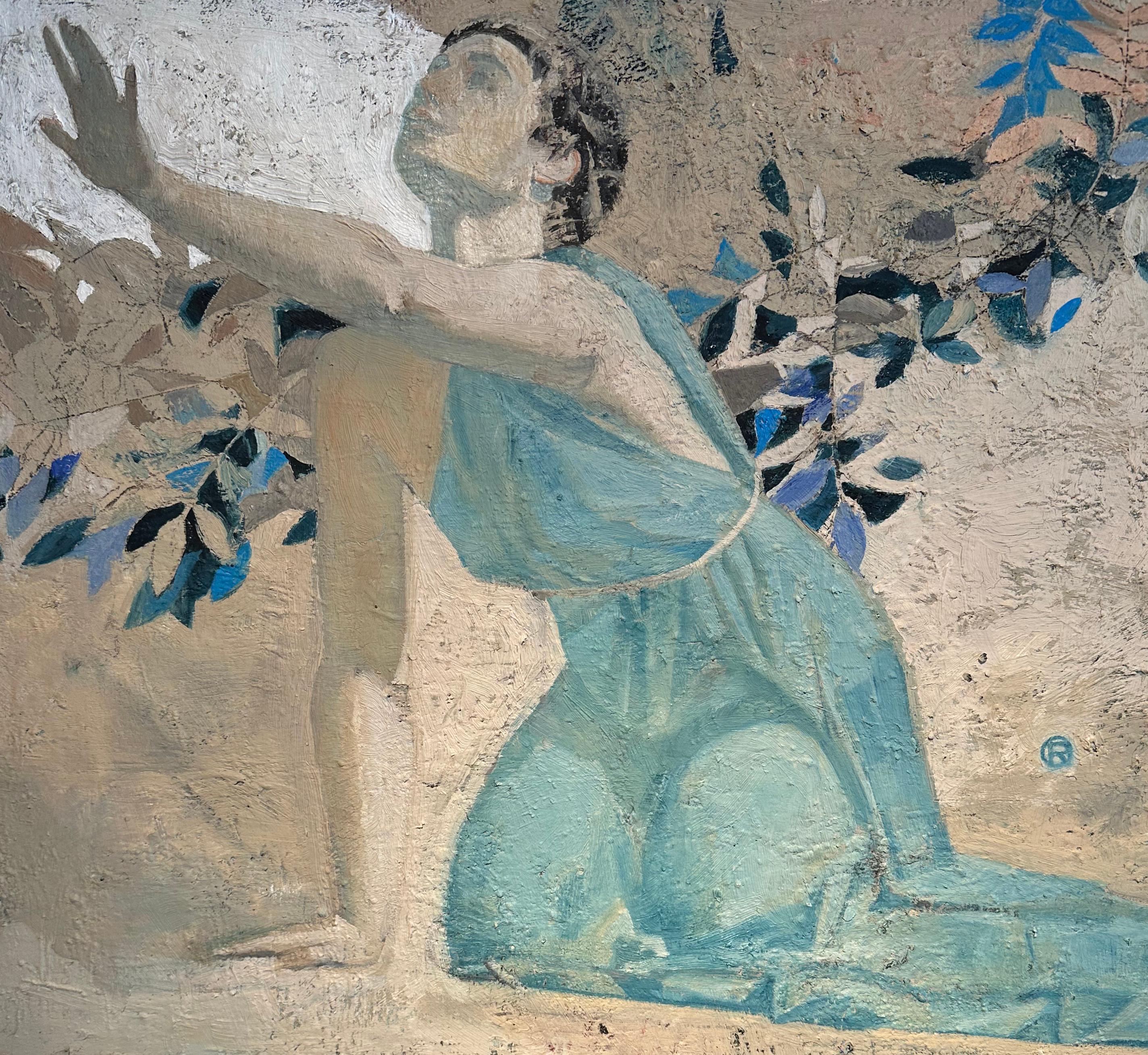 Gaia, la dea primordiale della Terra, olio originale su tela, incorniciato - Painting Art Nouveau di John rush