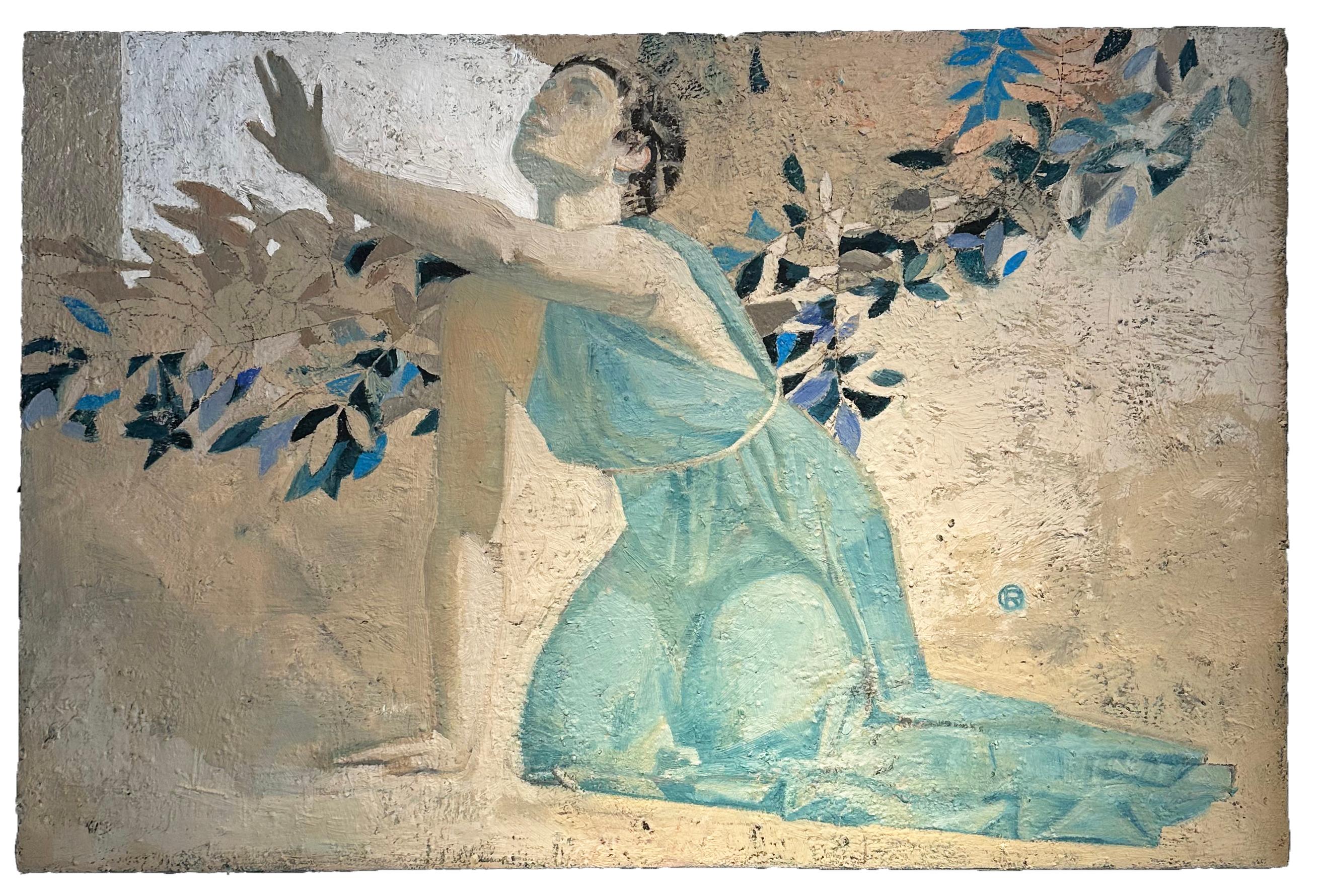 Figurative Painting di John rush - Gaia, la dea primordiale della Terra, olio originale su tela, incorniciato