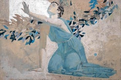Gaia, la déesse Primordiale de la Terre, huile sur toile originale, encadrée