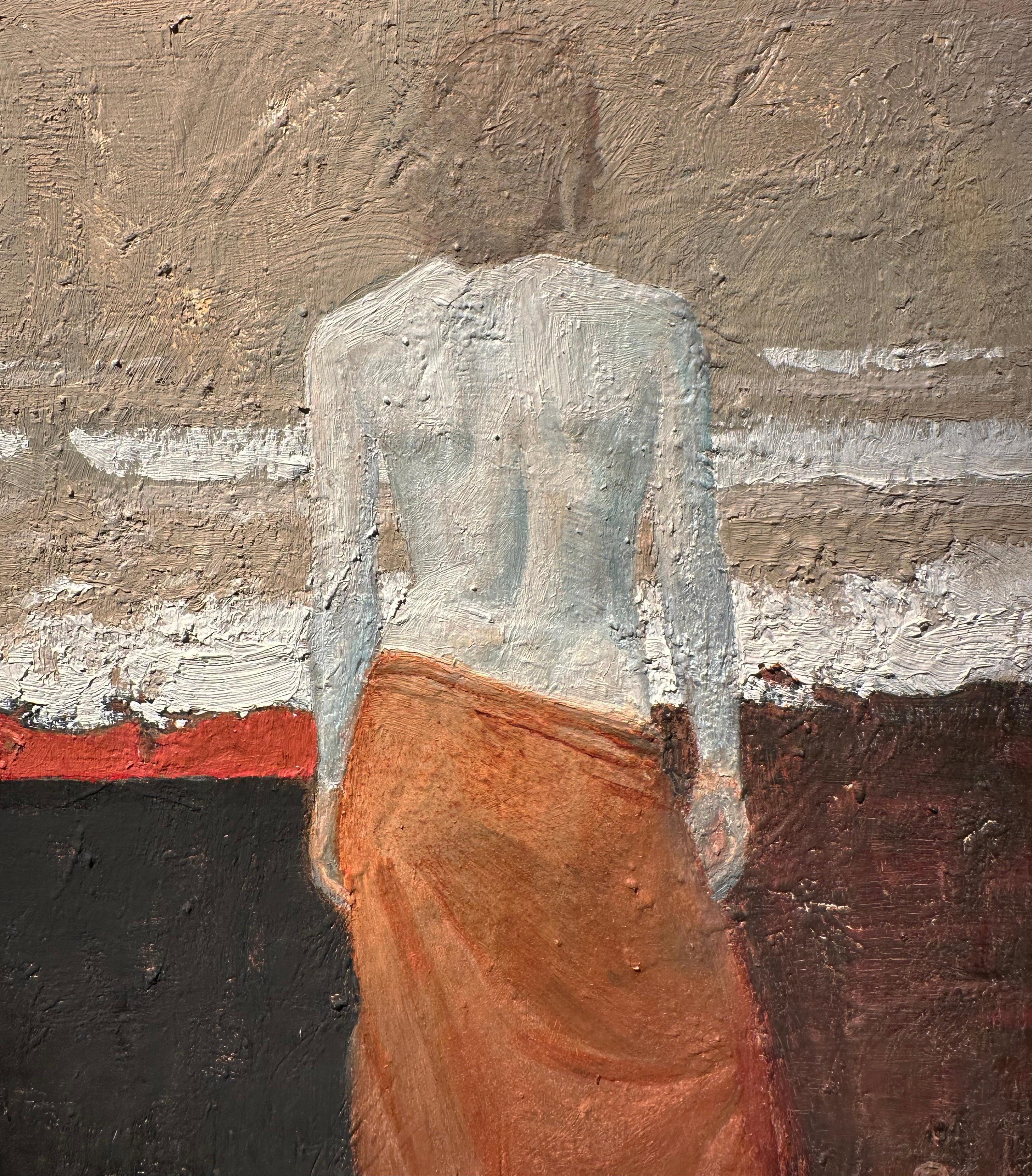 Kalypso Remembering Odysseus - Love Story Based on Greek Mythology, Oil on Panel - Brown Figurative Painting by John rush