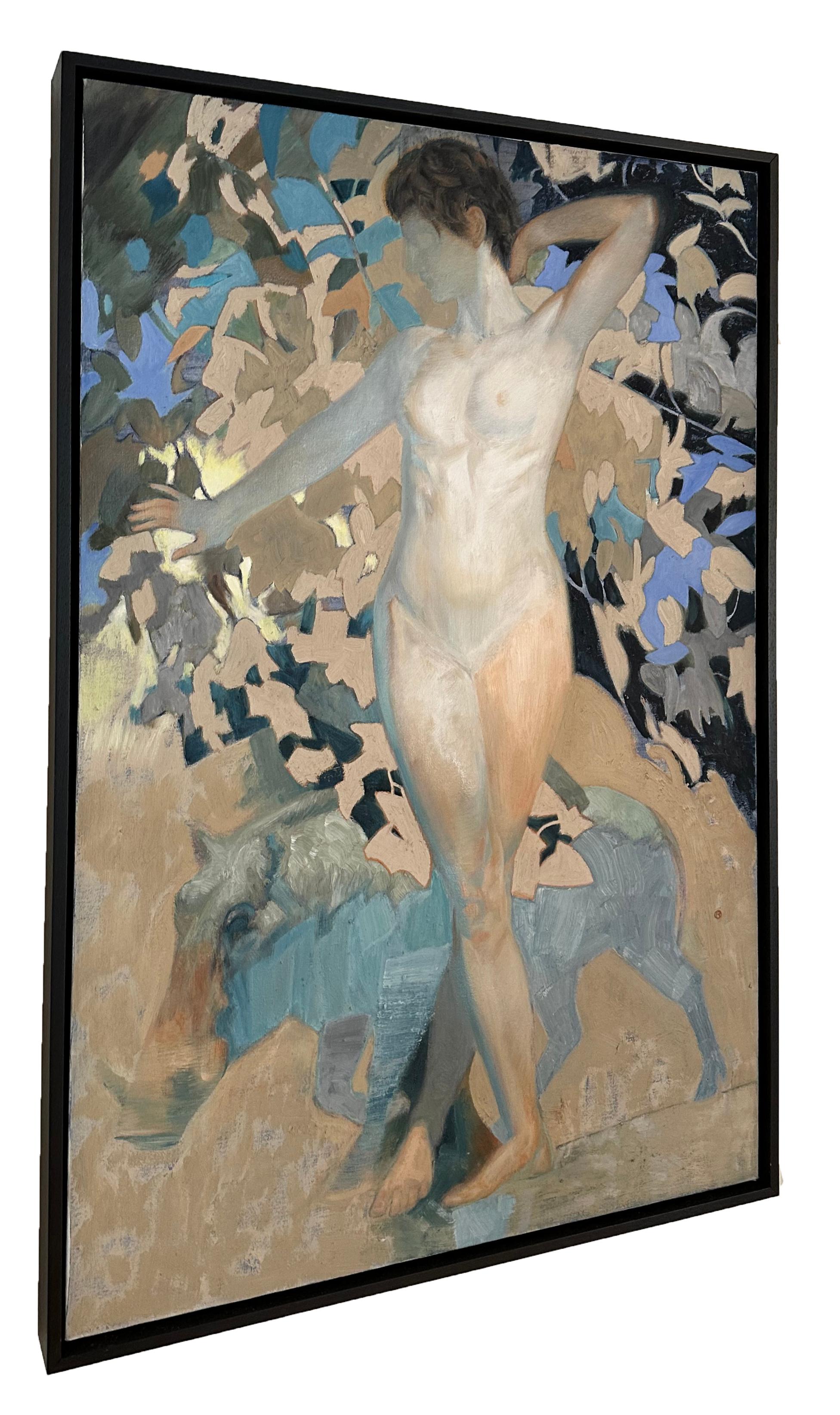 Kirké with Swine II - Griechische Göttin der Zauberei, Original Öl auf Leinwand, gerahmt (Zeitgenössisch), Painting, von John rush
