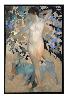 Kirké with Swine II - Greek Goddess of Sorcery, Original Oil on Canvas, Framed